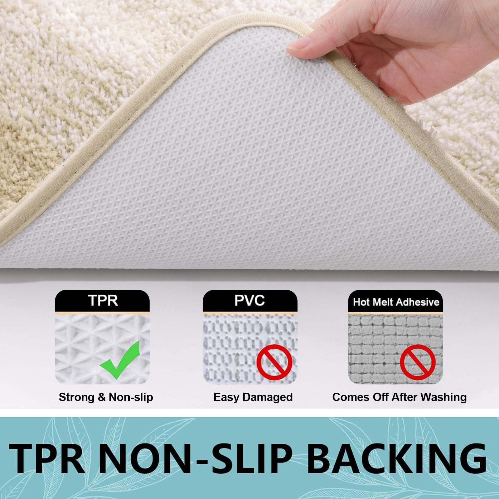 Bathroom Rugs Sets 2 Piece, Shaggy Soft and Absorbent Microfiber Bath Rugs and U-Shaped Contour Toilet Rug, Non-Slip, Machine Washable Dry Bath Mats for Bathroom