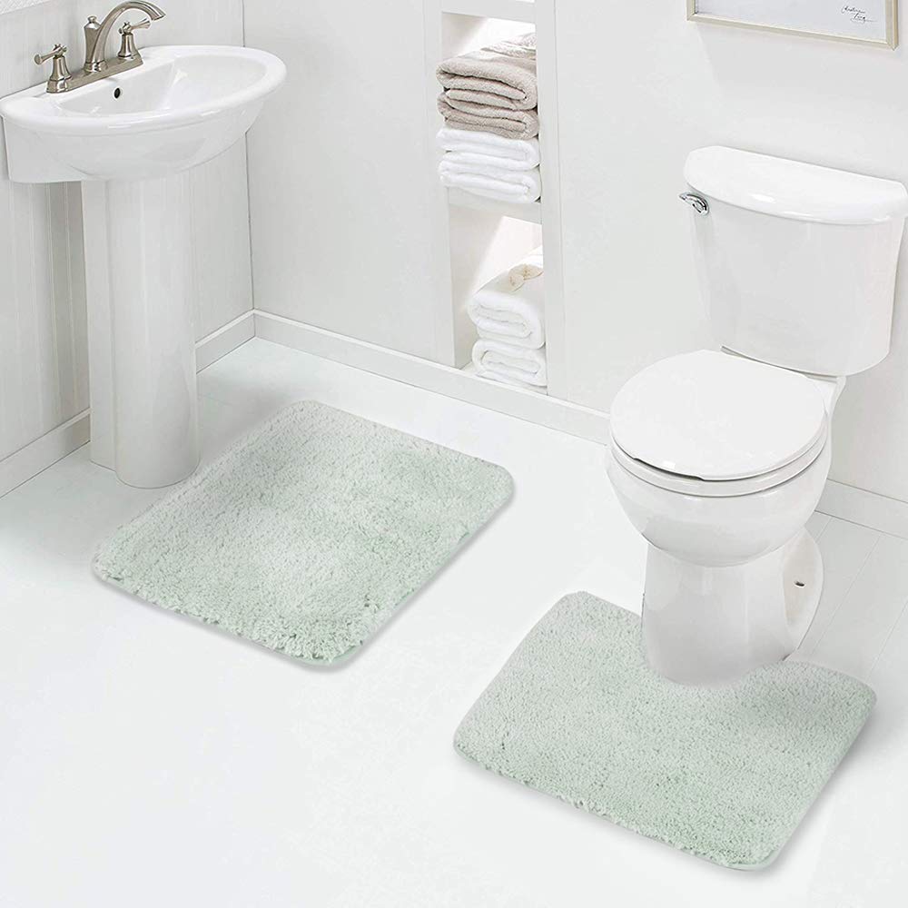 Shaggy 2 Piece Bath Rug Sets 20 x 24 Non Slip,Machine Wash/Dry Plush Absorbent Bath Mats for Bathroom