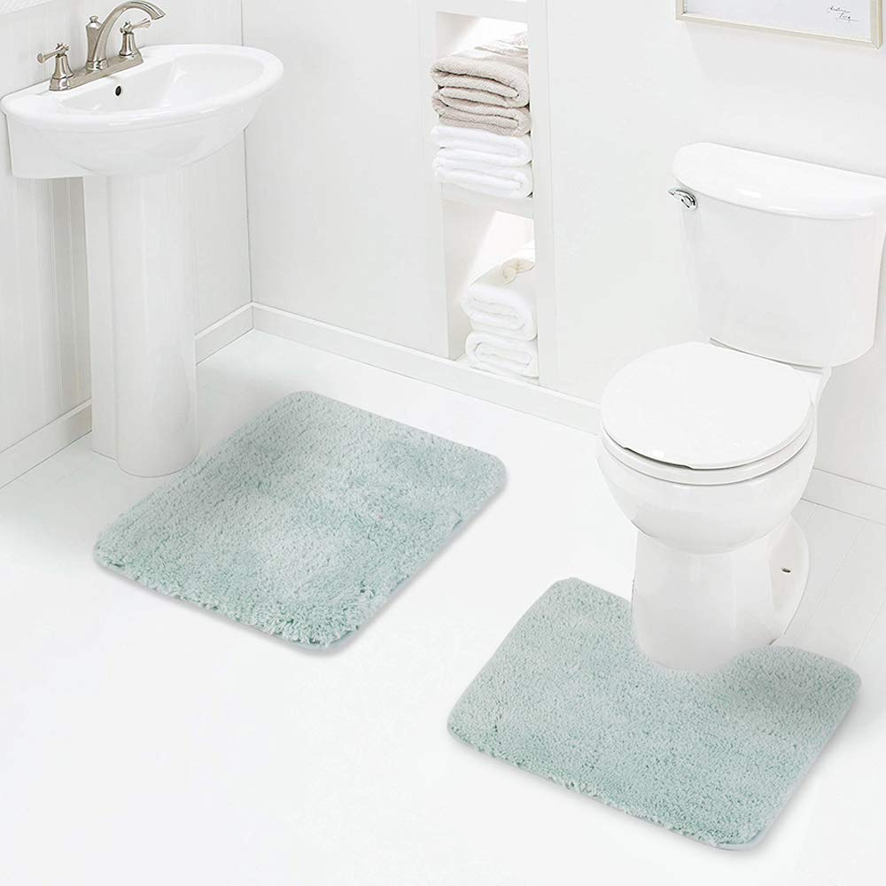 Shaggy 2 Piece Bath Rug Sets 20 x 24 Non Slip,Machine Wash/Dry Plush Absorbent Bath Mats for Bathroom