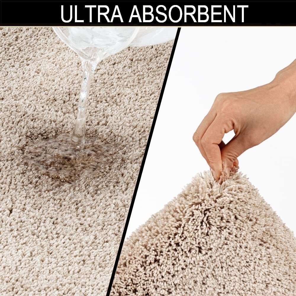 Shaggy 2 Piece Bath Rug Sets 20 x 24 Non Slip,Machine Wash/Dry Plush Absorbent Bath Mats for Bathroom