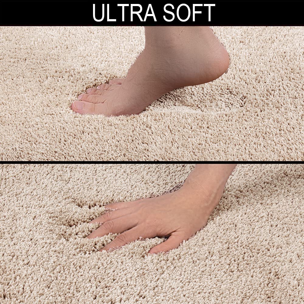 Shaggy 2 Piece Bath Rug Sets 20 x 24 Non Slip,Machine Wash/Dry Plush Absorbent Bath Mats for Bathroom