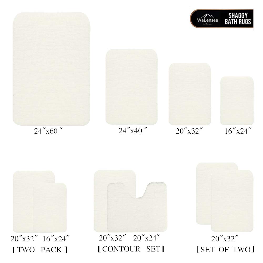 Shaggy 2 Piece Bath Rug Sets 20 x 24 Non Slip,Machine Wash/Dry Plush Absorbent Bath Mats for Bathroom