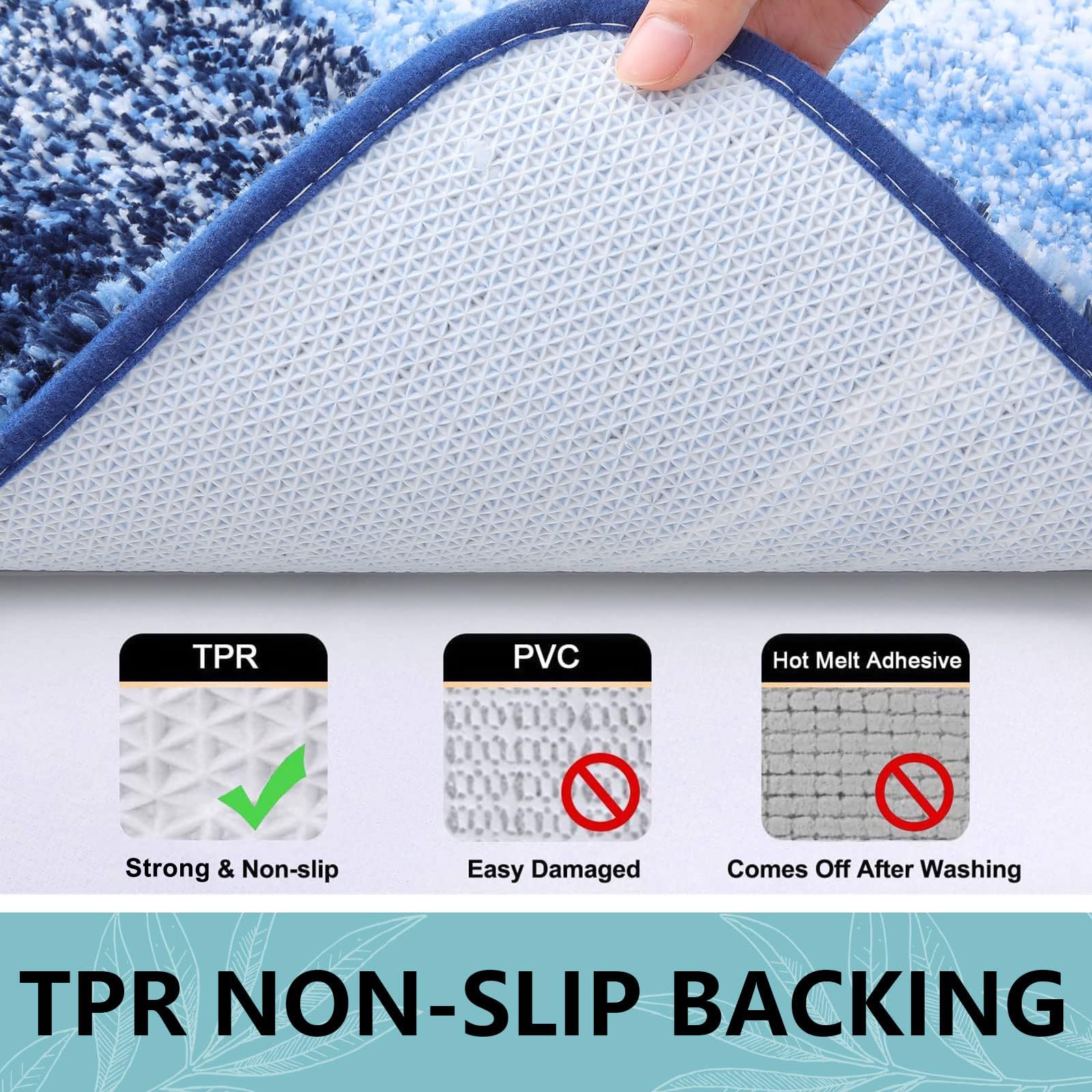Bathroom Rugs Sets 2 Piece, Shaggy Soft and Absorbent Microfiber Bath Rugs and U-Shaped Contour Toilet Rug, Non-Slip, Machine Washable Dry Bath Mats for Bathroom