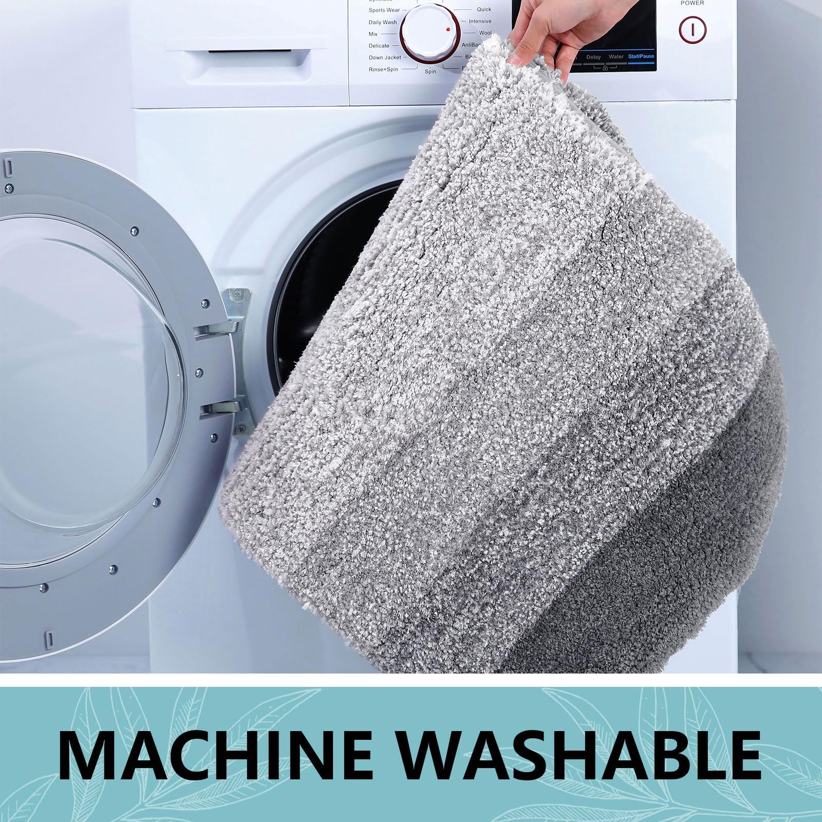 Bathroom Rugs Sets 2 Piece, Shaggy Soft and Absorbent Microfiber Bath Rugs and U-Shaped Contour Toilet Rug, Non-Slip, Machine Washable Dry Bath Mats for Bathroom