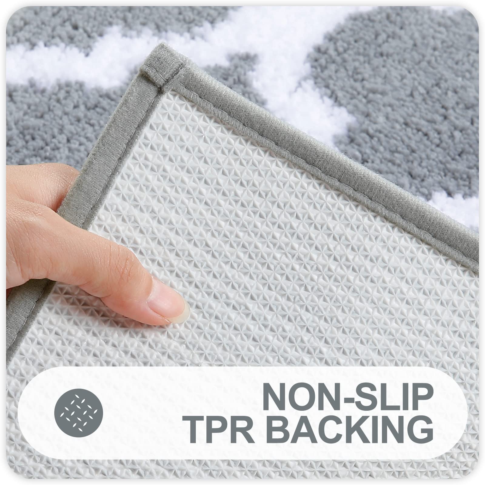 Bathroom Rugs Set 2 Piece Microfiber Bath Shower Mat and U-Shaped Toilet Rug, Machine Wash Dry, Non-Slip Absorbent Shaggy Bath Rug for Tub, Shower and Bath Room