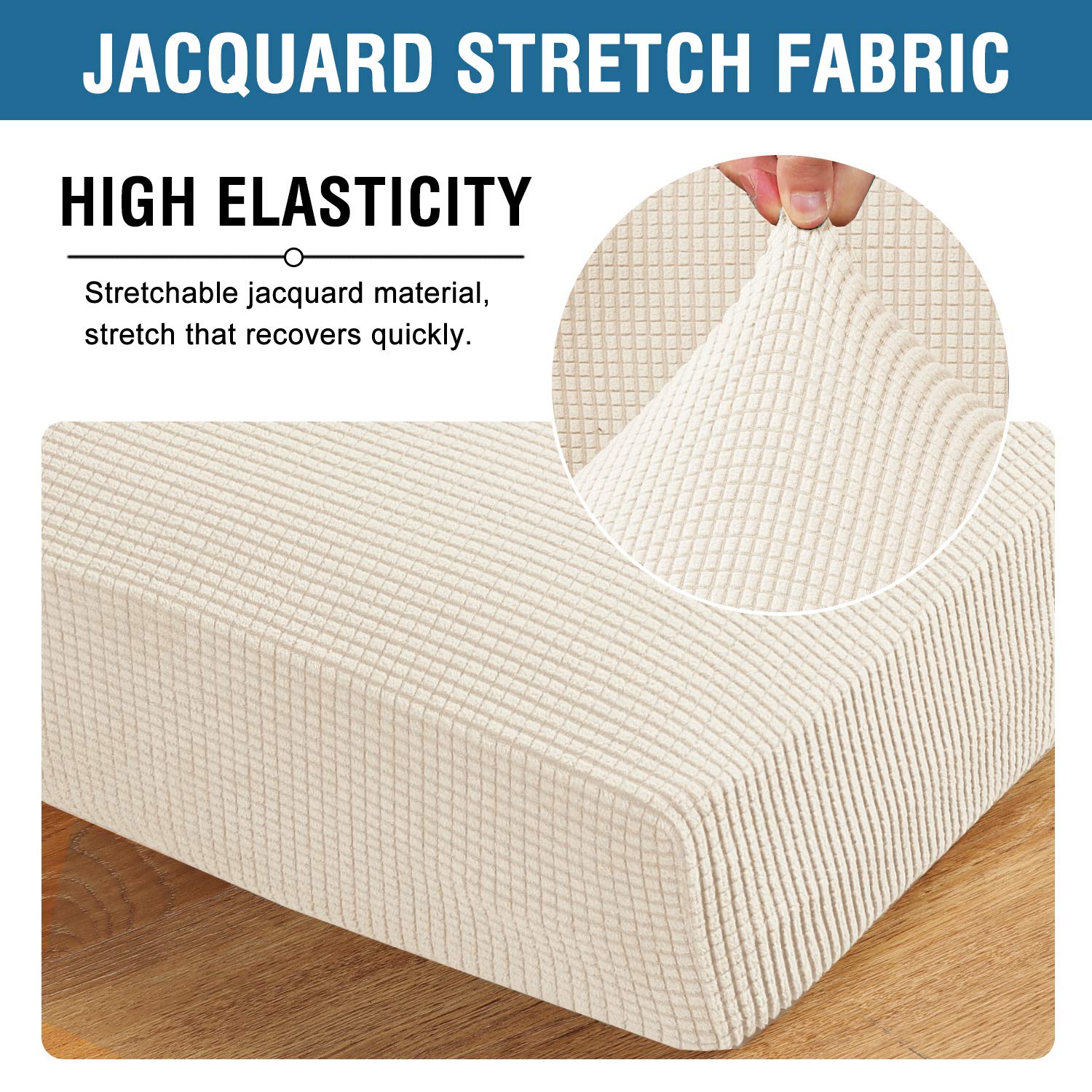Super Stretch Individual Seat Cushion Covers Sofa Covers Couch Cushion Covers Slipcover Sets Thick Jacquard Textured Twill Fabric (1 Piece Sofa Cushion Cover)