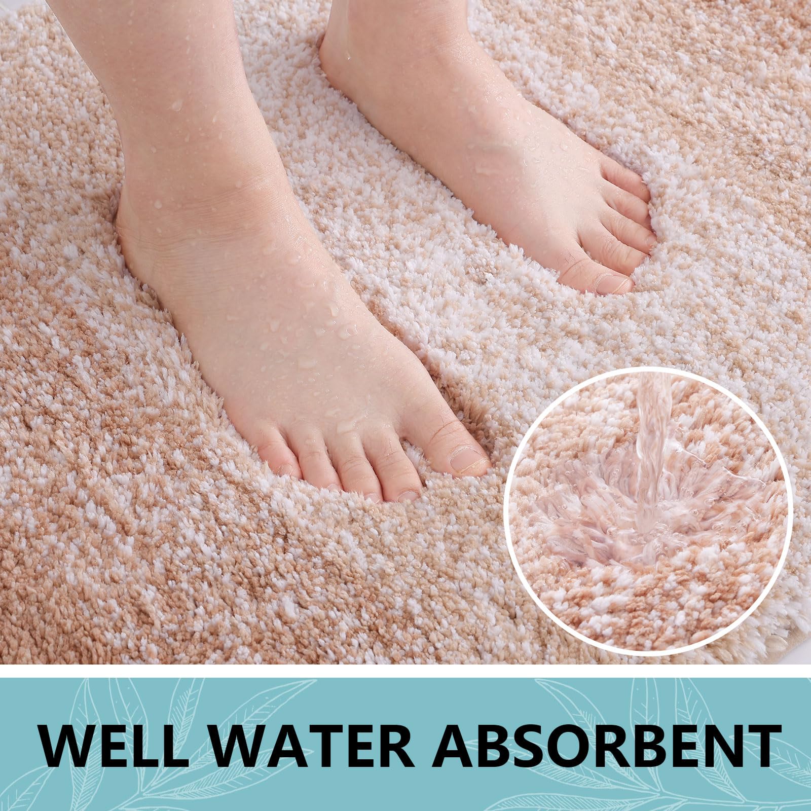 Bathroom Rugs Sets 2 Piece, Shaggy Soft and Absorbent Microfiber Bath Rugs and U-Shaped Contour Toilet Rug, Non-Slip, Machine Washable Dry Bath Mats for Bathroom