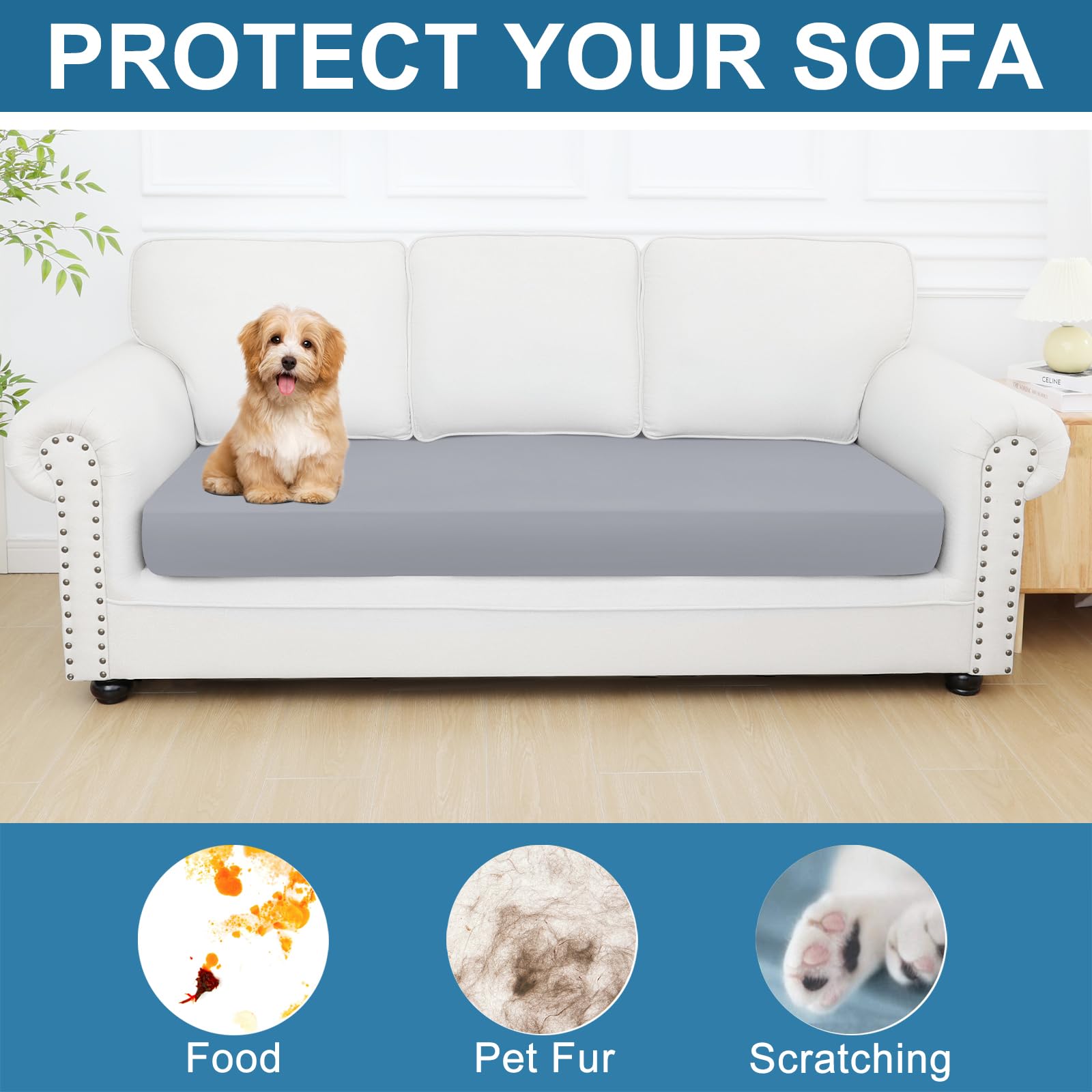 改Smiry Printed Couch Cushion Covers, Stretch Sofa Cushion Covers Replacement, Non-Slip Sofa Seat Cushion Slipcovers, Soft Couch Covers for Indoor and Outdoor (1 Pack, Blue Green)