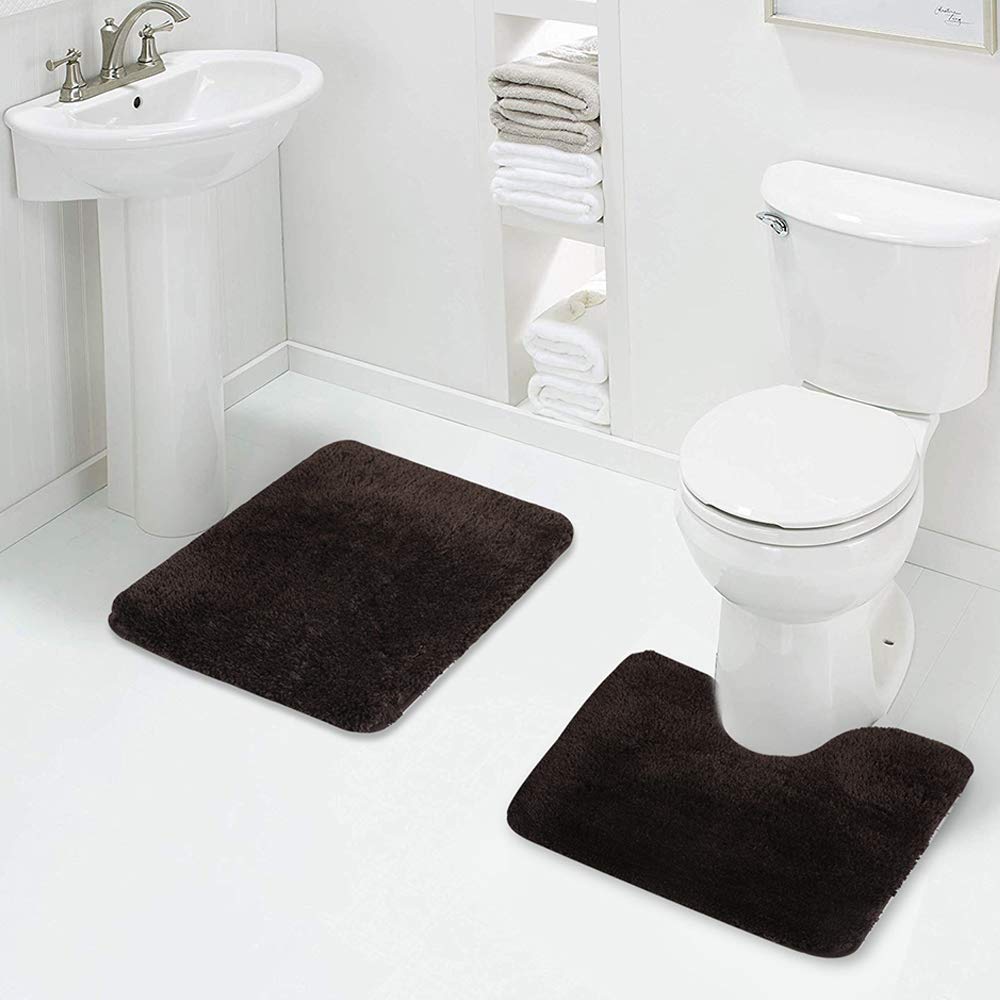 Shaggy 2 Piece Bath Rug Sets 20 x 24 Non Slip,Machine Wash/Dry Plush Absorbent Bath Mats for Bathroom