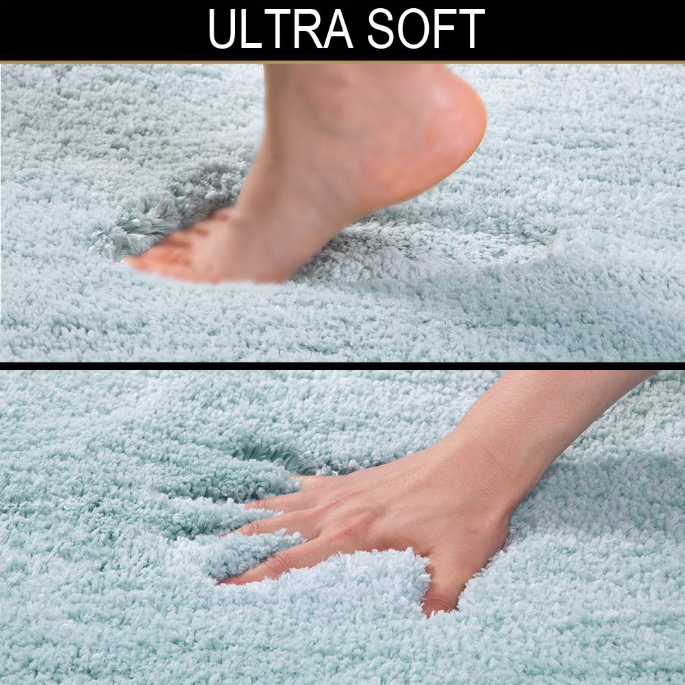 Shaggy 2 Piece Bath Rug Sets 20 x 24 Non Slip,Machine Wash/Dry Plush Absorbent Bath Mats for Bathroom