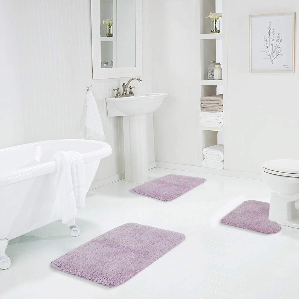 Shaggy 2 Piece Bath Rug Sets 20 x 24 Non Slip,Machine Wash/Dry Plush Absorbent Bath Mats for Bathroom