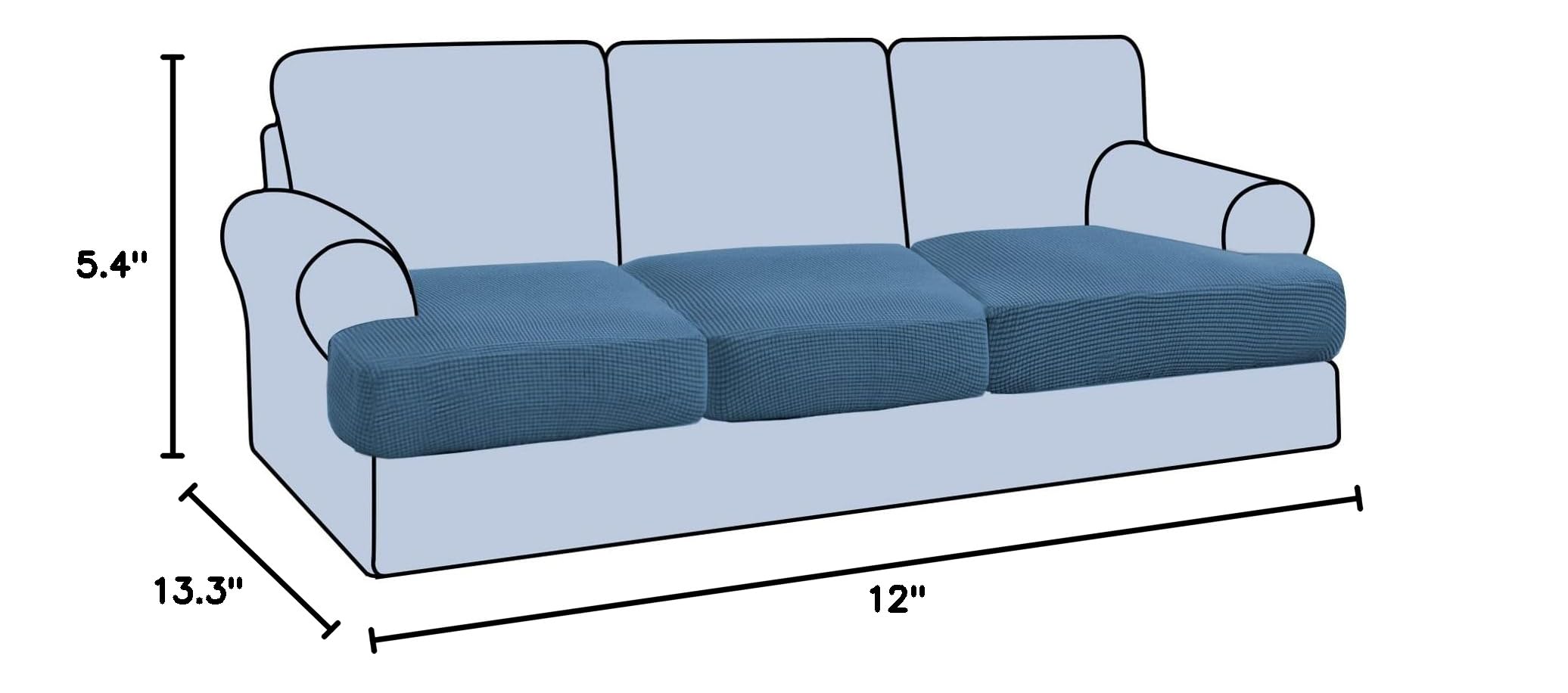Stretch 3 Piece T Cushion Sofa Slipcovers Individually Sofa Cushion Covers for 3 Cushion Couch Sofa Seat Cushion Covers with Elastic Bands Featuring Thicker Jacquard Fabric, Sand