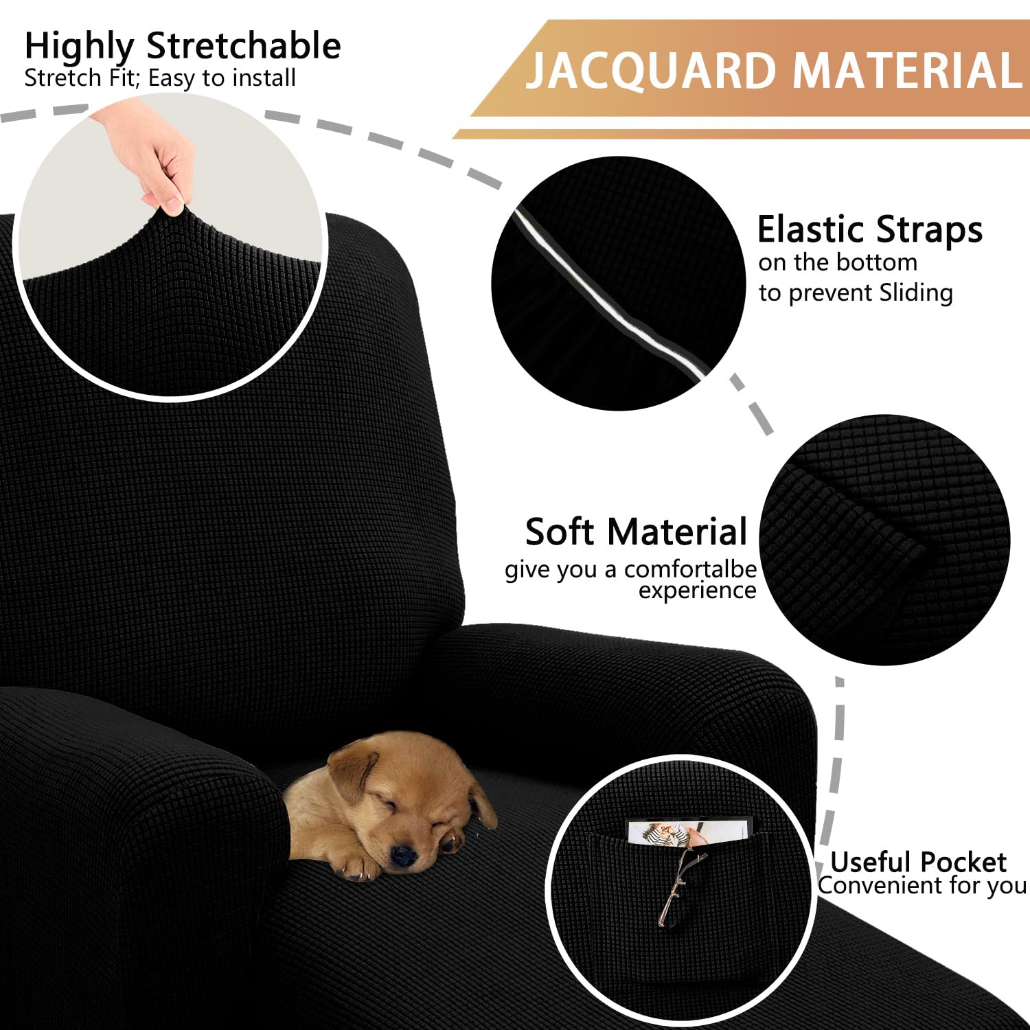 Stretch Couch Cover Sofa Cover Washable Sofa Slipcover Furniture Protector for 3 Cushion Couch Sofa Pet Friendly