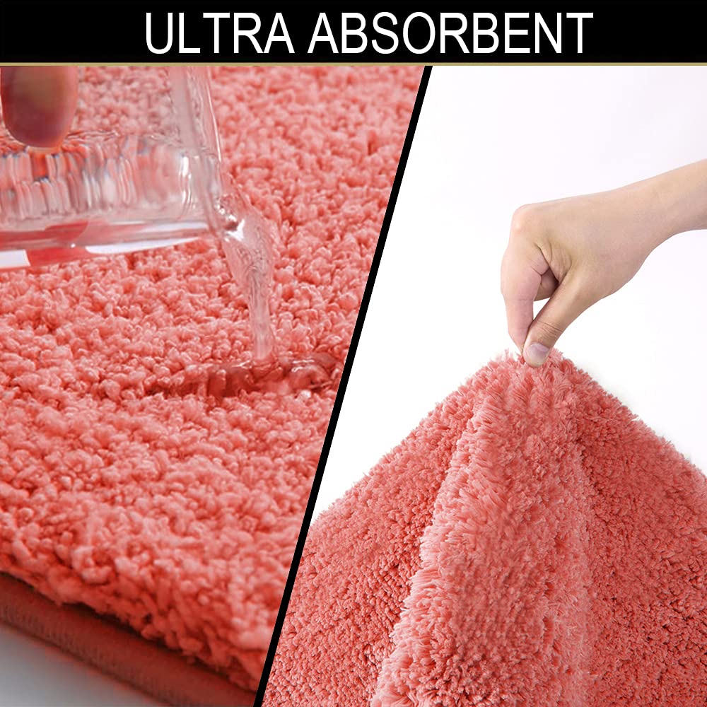 Shaggy 2 Piece Bath Rug Sets 20 x 24 Non Slip,Machine Wash/Dry Plush Absorbent Bath Mats for Bathroom