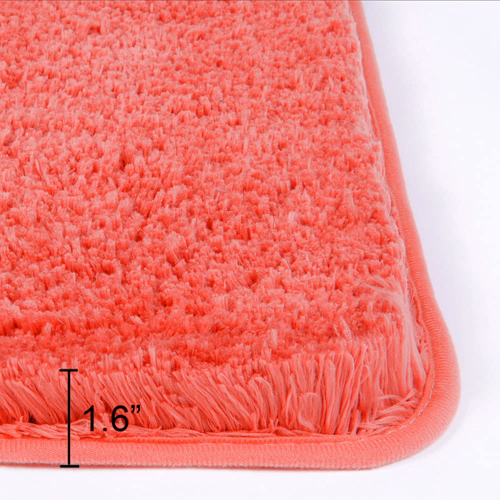 Shaggy 2 Piece Bath Rug Sets 20 x 24 Non Slip,Machine Wash/Dry Plush Absorbent Bath Mats for Bathroom