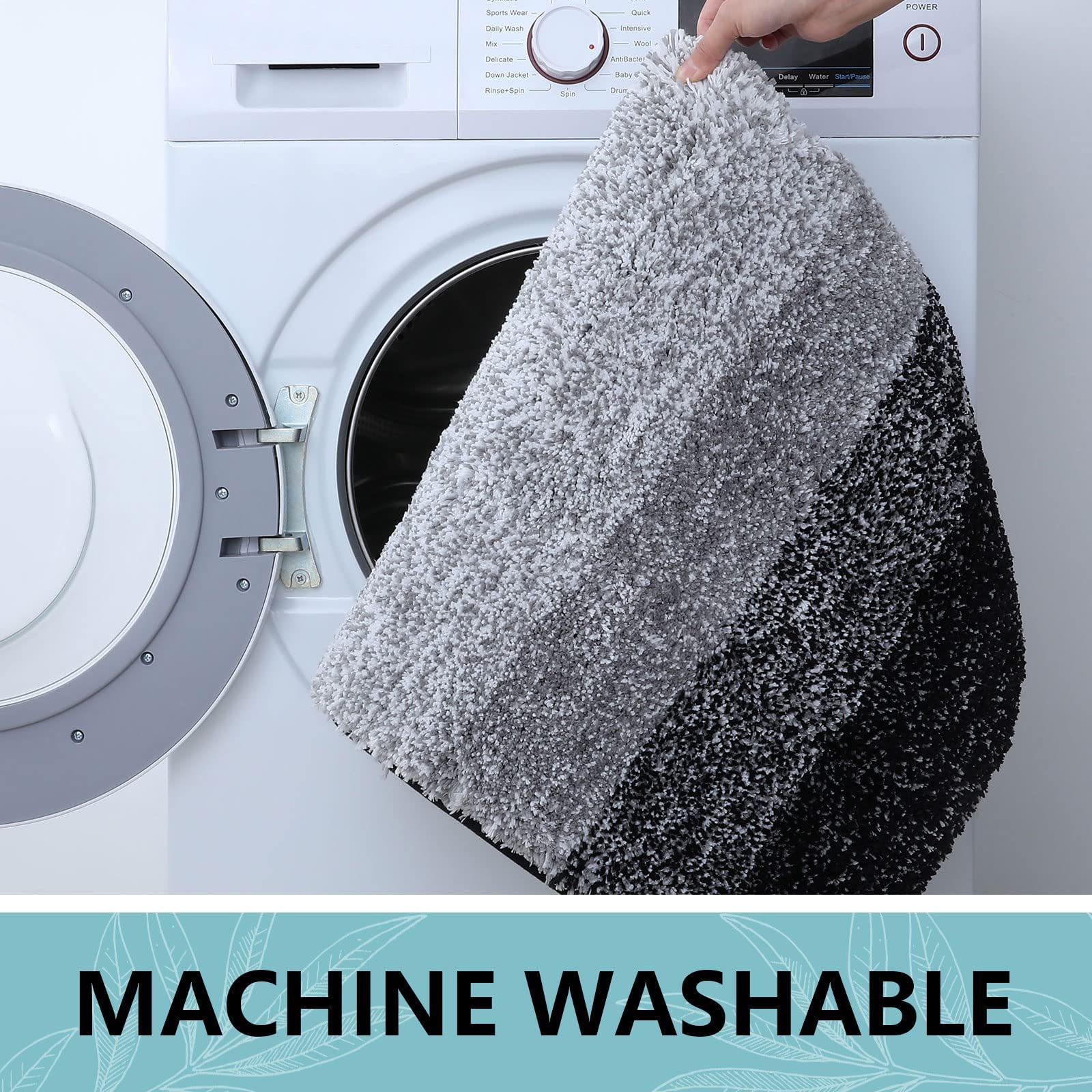 Bathroom Rugs Sets 2 Piece, Shaggy Soft and Absorbent Microfiber Bath Rugs and U-Shaped Contour Toilet Rug, Non-Slip, Machine Washable Dry Bath Mats for Bathroom