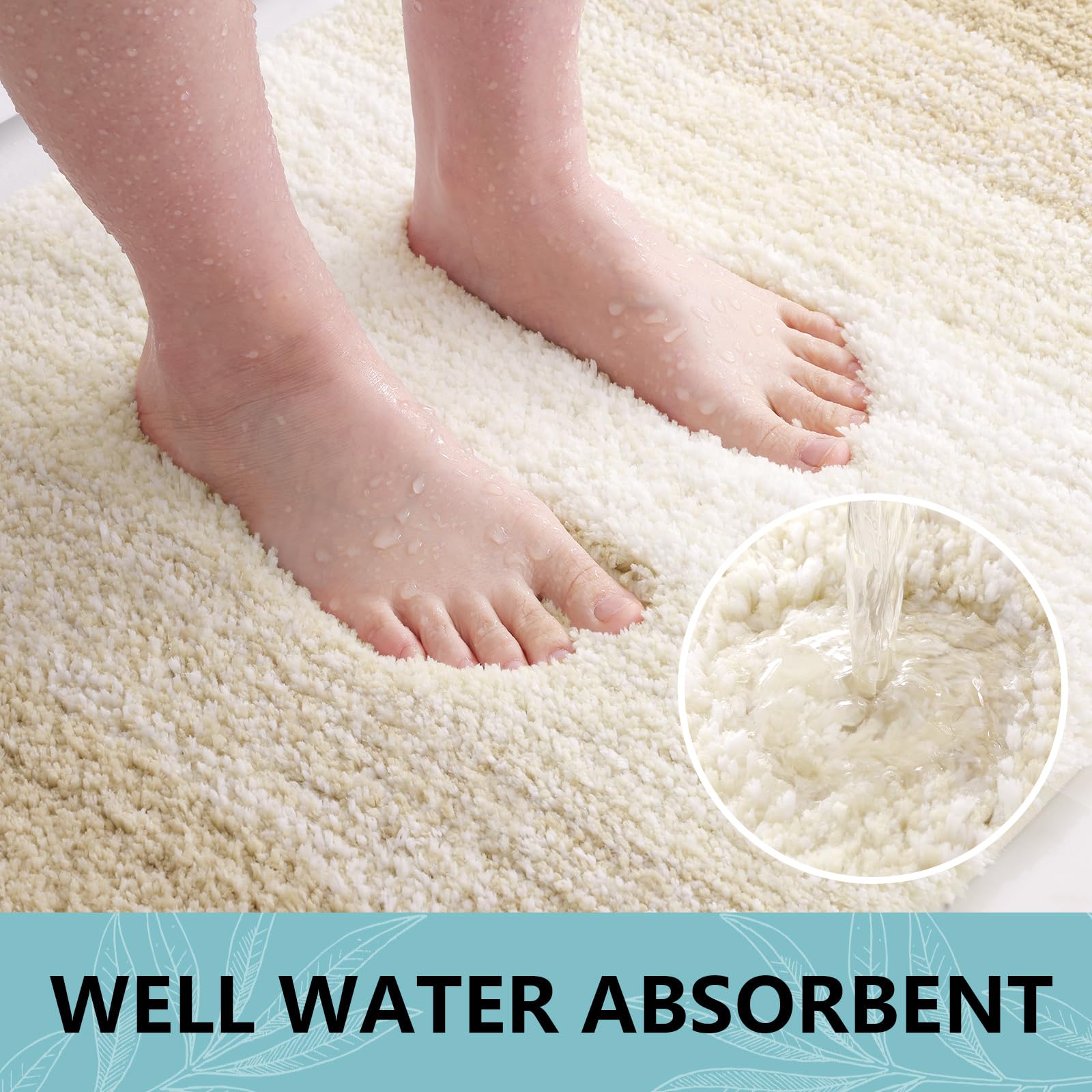 Bathroom Rugs Sets 2 Piece, Shaggy Soft and Absorbent Microfiber Bath Rugs and U-Shaped Contour Toilet Rug, Non-Slip, Machine Washable Dry Bath Mats for Bathroom