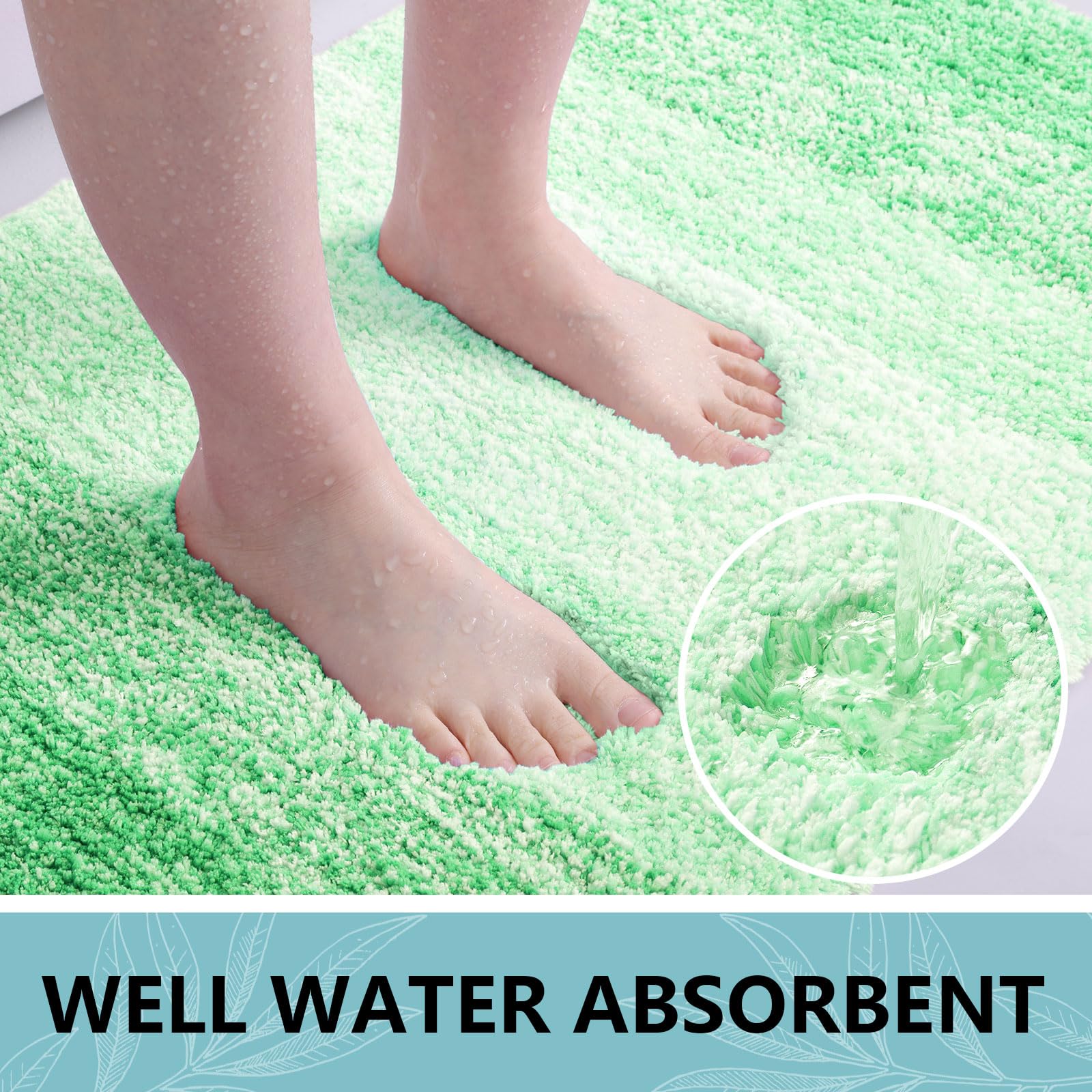 Bathroom Rugs Sets 2 Piece, Shaggy Soft and Absorbent Microfiber Bath Rugs and U-Shaped Contour Toilet Rug, Non-Slip, Machine Washable Dry Bath Mats for Bathroom
