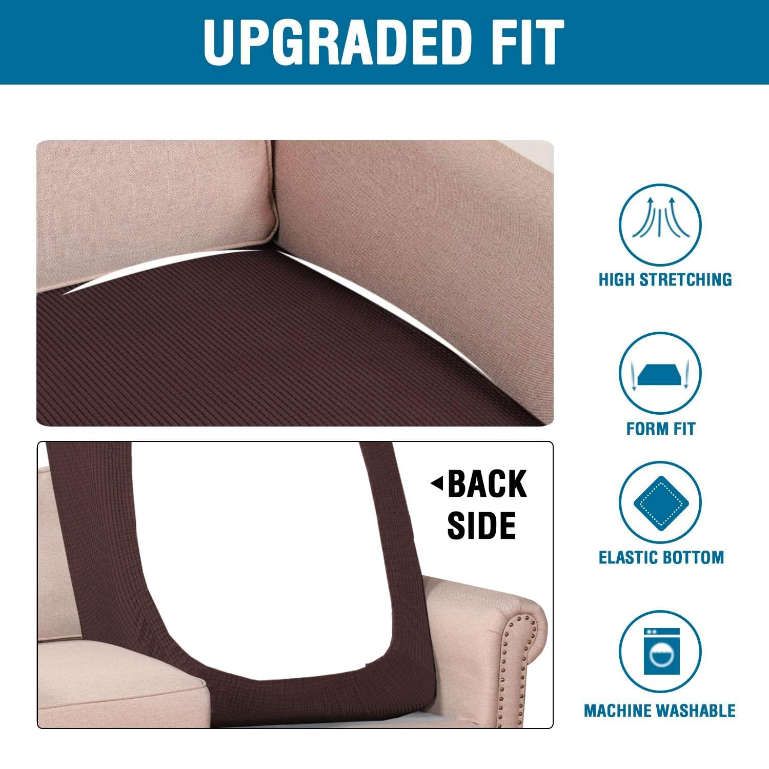 Super Stretch Individual Seat Cushion Covers Sofa Covers Couch Cushion Covers Slipcover Sets Thick Jacquard Textured Twill Fabric (1 Piece Sofa Cushion Cover)