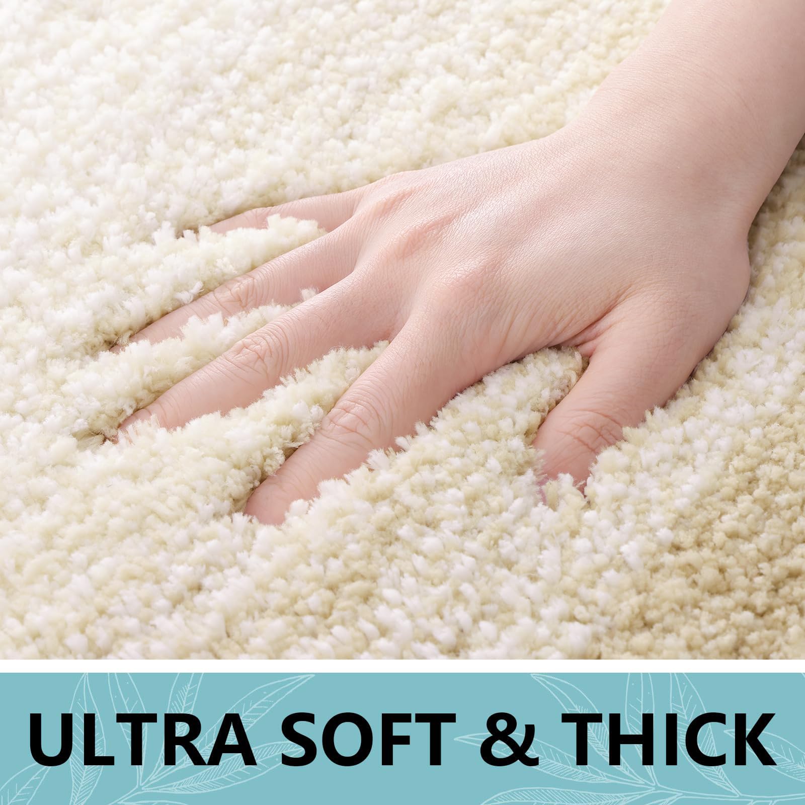 Bathroom Rugs Sets 2 Piece, Shaggy Soft and Absorbent Microfiber Bath Rugs and U-Shaped Contour Toilet Rug, Non-Slip, Machine Washable Dry Bath Mats for Bathroom