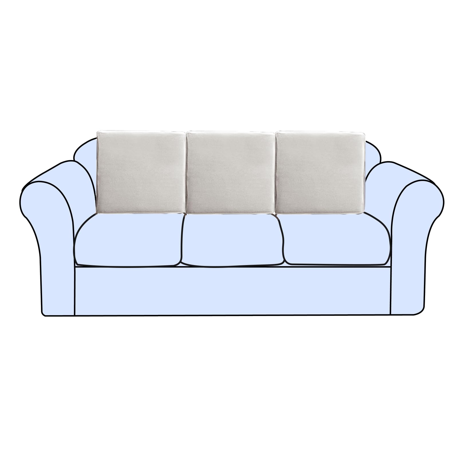 Couch Cushion Covers Individual Thicker and Softer Dralon Fabric Sofa Cushion Covers, Large Super Stretch Couch Seat Covers Couch Slipcovers for Sectional Sofa