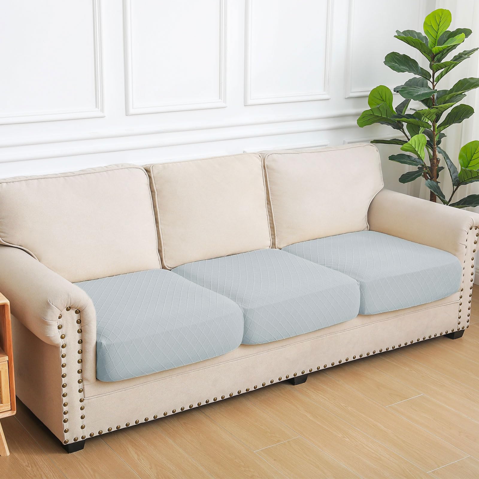 Jacquard Couch Cushion Covers, Magic Sofa Covers Washable, Stretch Couch Covers for 3 Cushion Couch, Diamond Lattice, Thick Sofa Couch Covers for Sectional Sofa