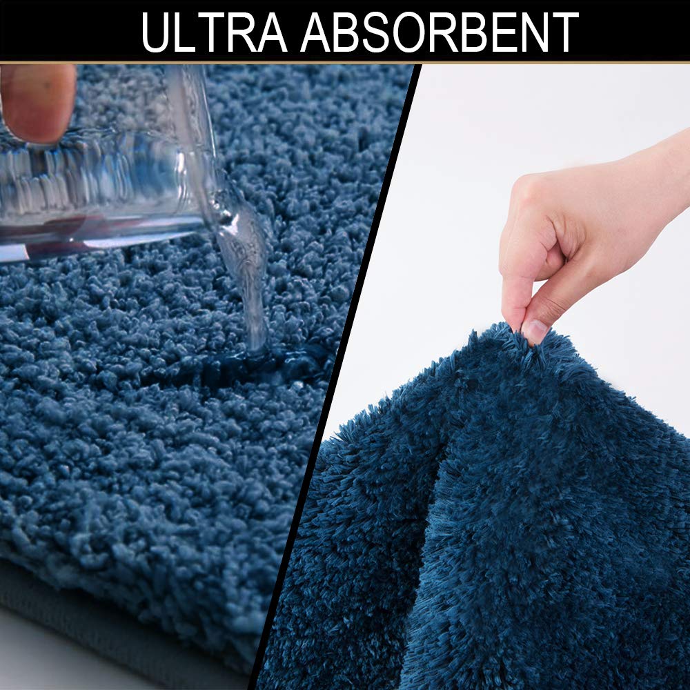 Shaggy 2 Piece Bath Rug Sets 20 x 24 Non Slip,Machine Wash/Dry Plush Absorbent Bath Mats for Bathroom
