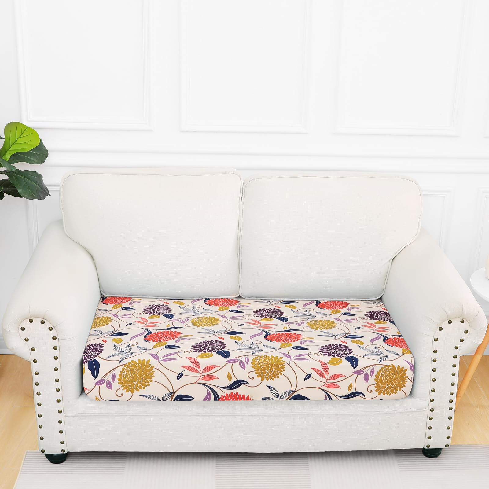 Printed Couch Cushion Covers, Stretch Sofa Cushion Covers Replacement, Non-Slip Sofa Seat Cushion Slipcovers, Soft Couch Covers for Indoor and Outdoor