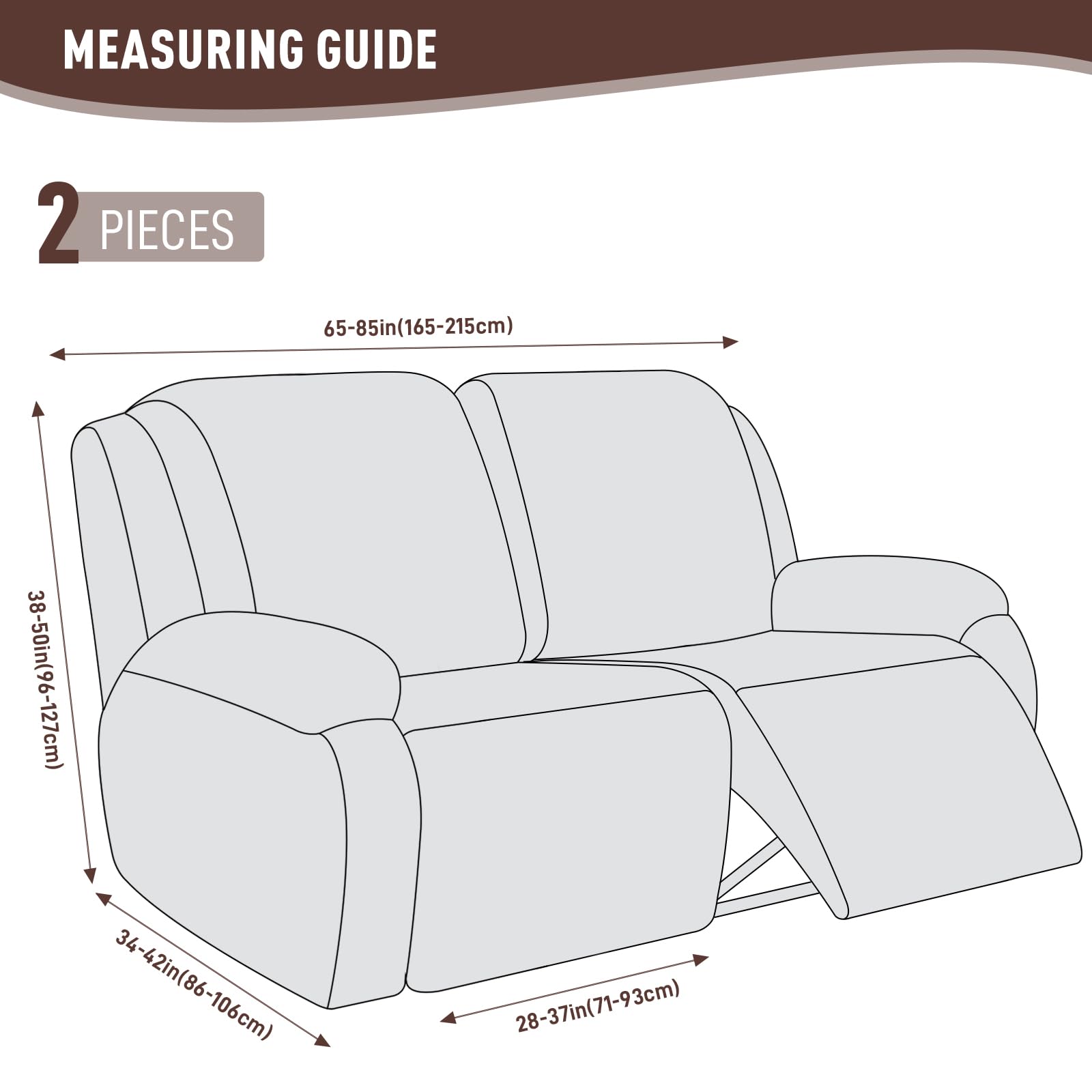 Recliner Covers, Stretch Reclining Chair Covers, Recliner Sofa Slipcovers Stripe Jacquard Recliner Couch Covers Furniture Protector Covers for Pet Kid