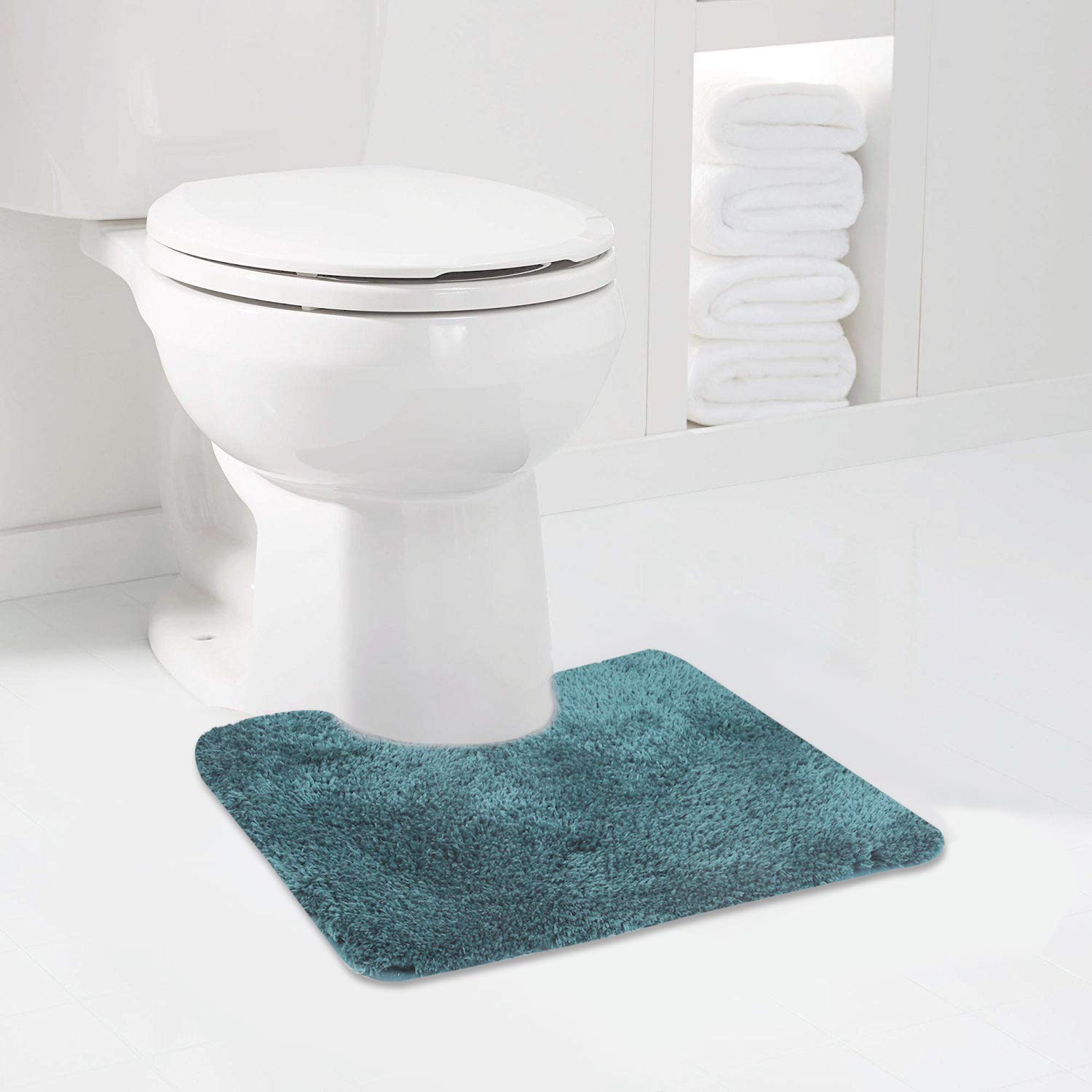改Walensee Shaggy 2 Piece Bath Rug Sets (Grey) 20 x 24 Non Slip, U Shape Contour Rug &amp; 20 x 32, Machine Wash/Dry Plush Absorbent Bath Mats for Bathroom