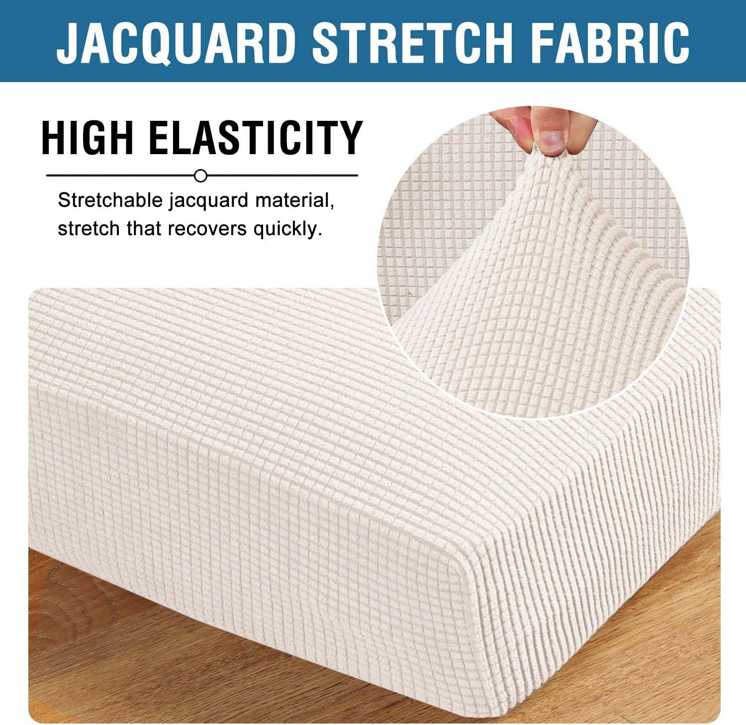 Super Stretch Individual Seat Cushion Covers Sofa Covers Couch Cushion Covers Slipcover Sets Thick Jacquard Textured Twill Fabric (1 Piece Sofa Cushion Cover)
