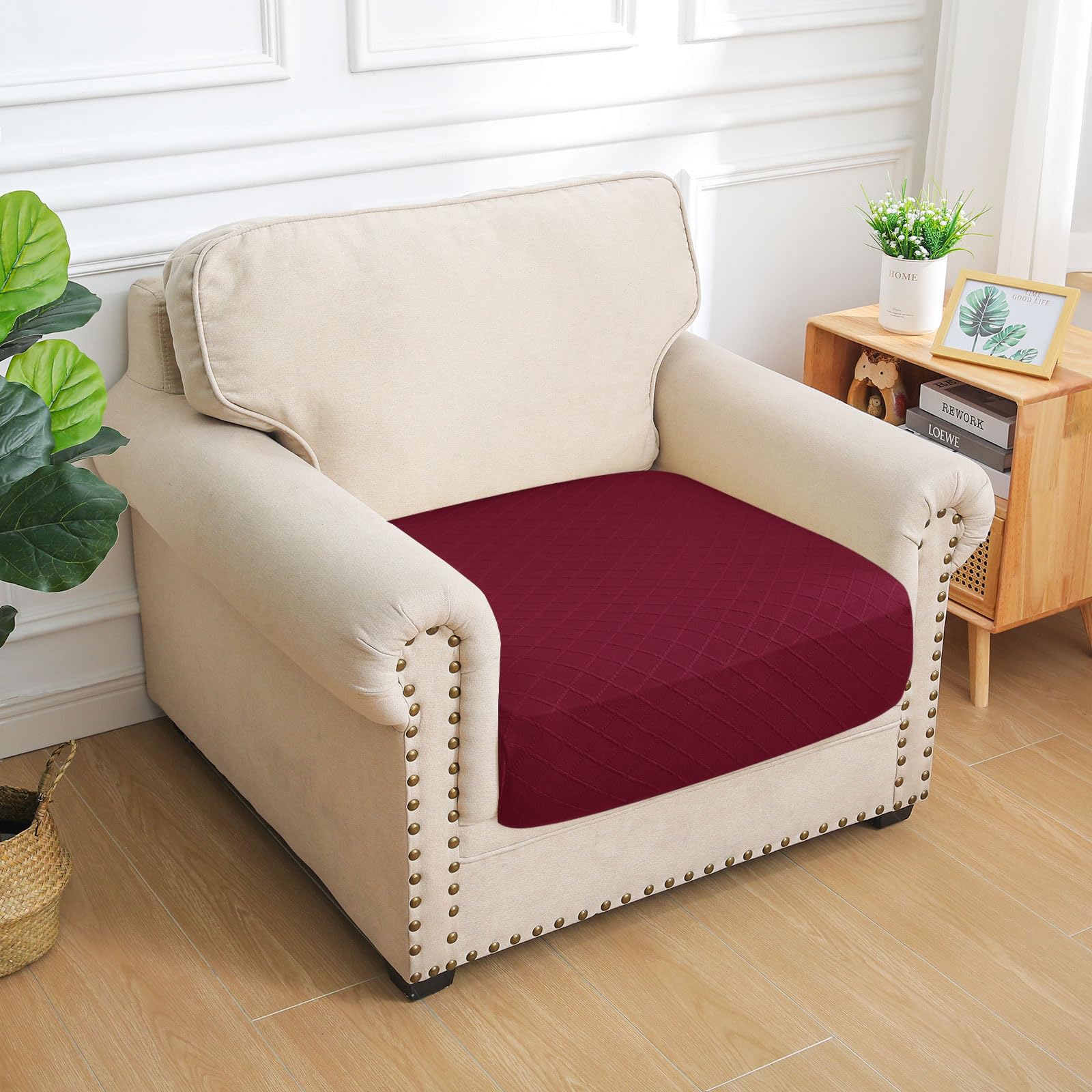 Jacquard Couch Cushion Covers, Magic Sofa Covers Washable, Stretch Couch Covers for 3 Cushion Couch, Diamond Lattice, Thick Sofa Couch Covers for Sectional Sofa