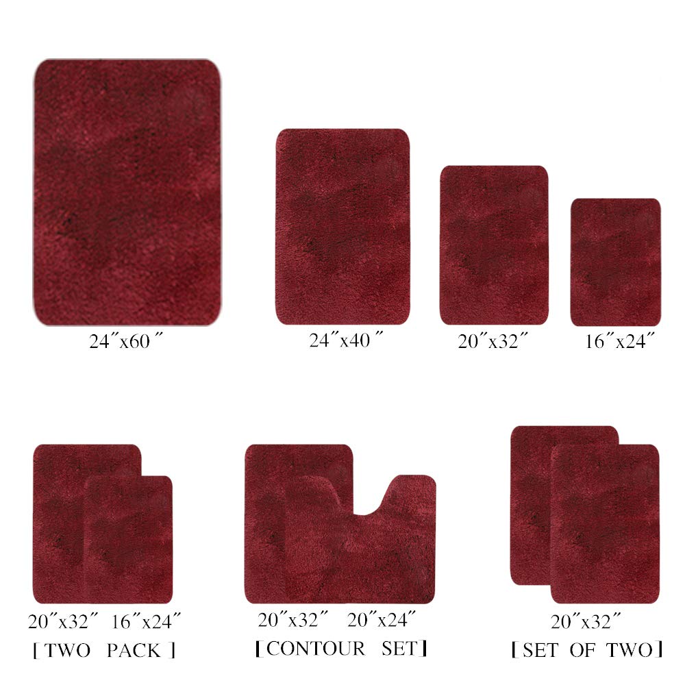 Shaggy 2 Piece Bath Rug Sets 20 x 24 Non Slip,Machine Wash/Dry Plush Absorbent Bath Mats for Bathroom