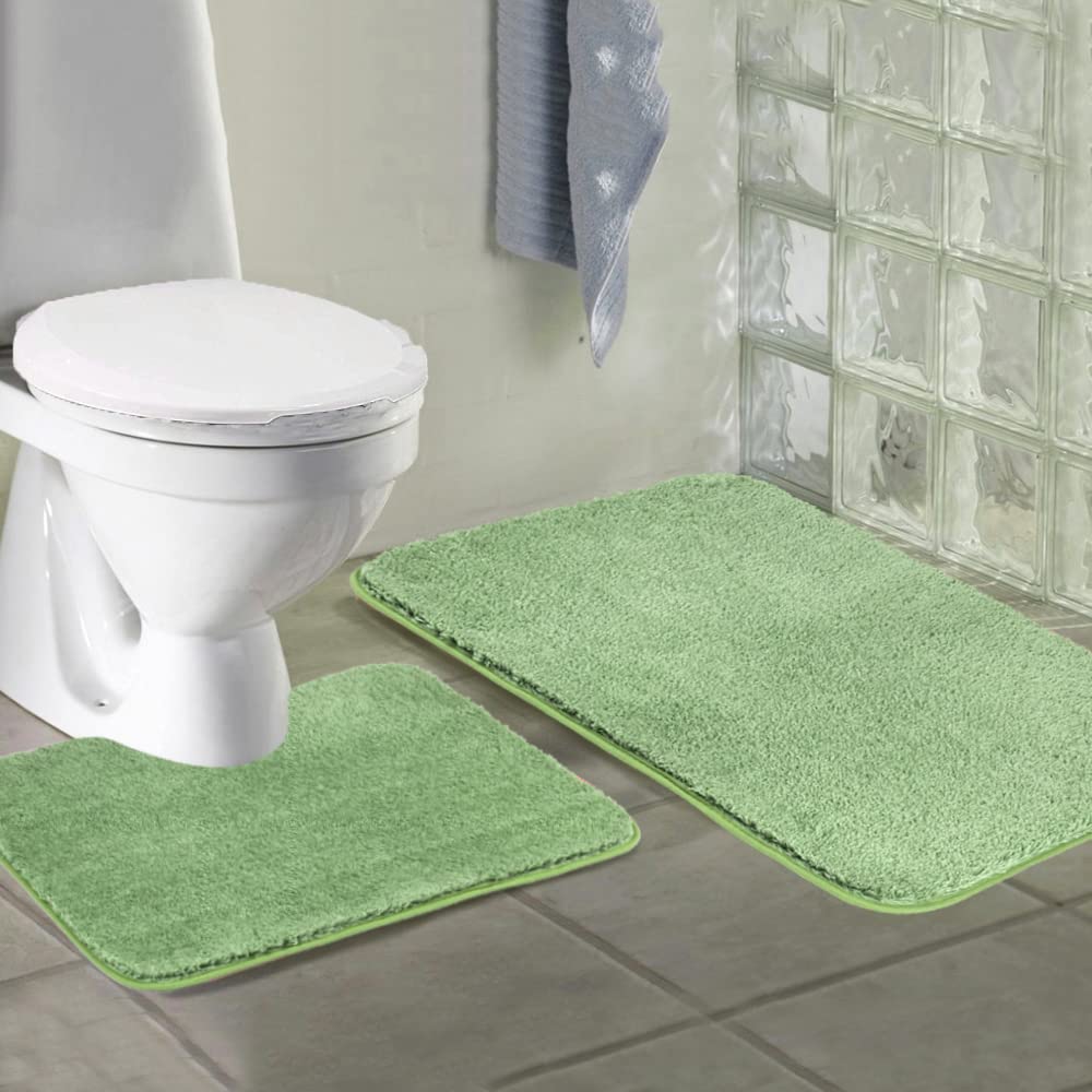 Shaggy 2 Piece Bath Rug Sets 20 x 24 Non Slip,Machine Wash/Dry Plush Absorbent Bath Mats for Bathroom