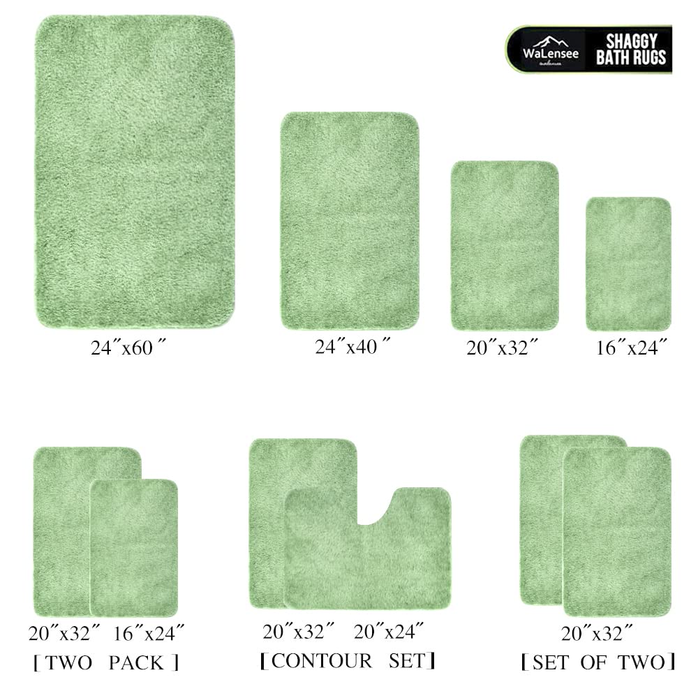 Shaggy 2 Piece Bath Rug Sets 20 x 24 Non Slip,Machine Wash/Dry Plush Absorbent Bath Mats for Bathroom