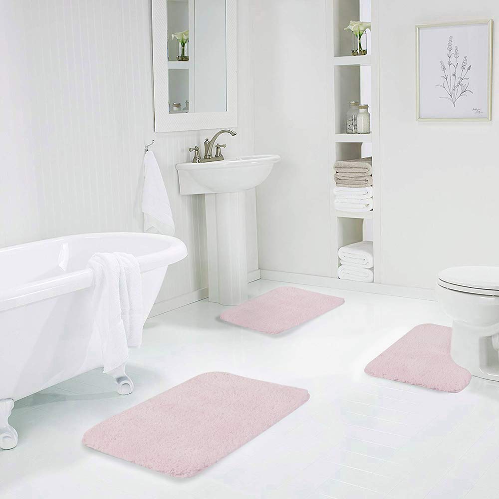 Shaggy 2 Piece Bath Rug Sets 20 x 24 Non Slip,Machine Wash/Dry Plush Absorbent Bath Mats for Bathroom