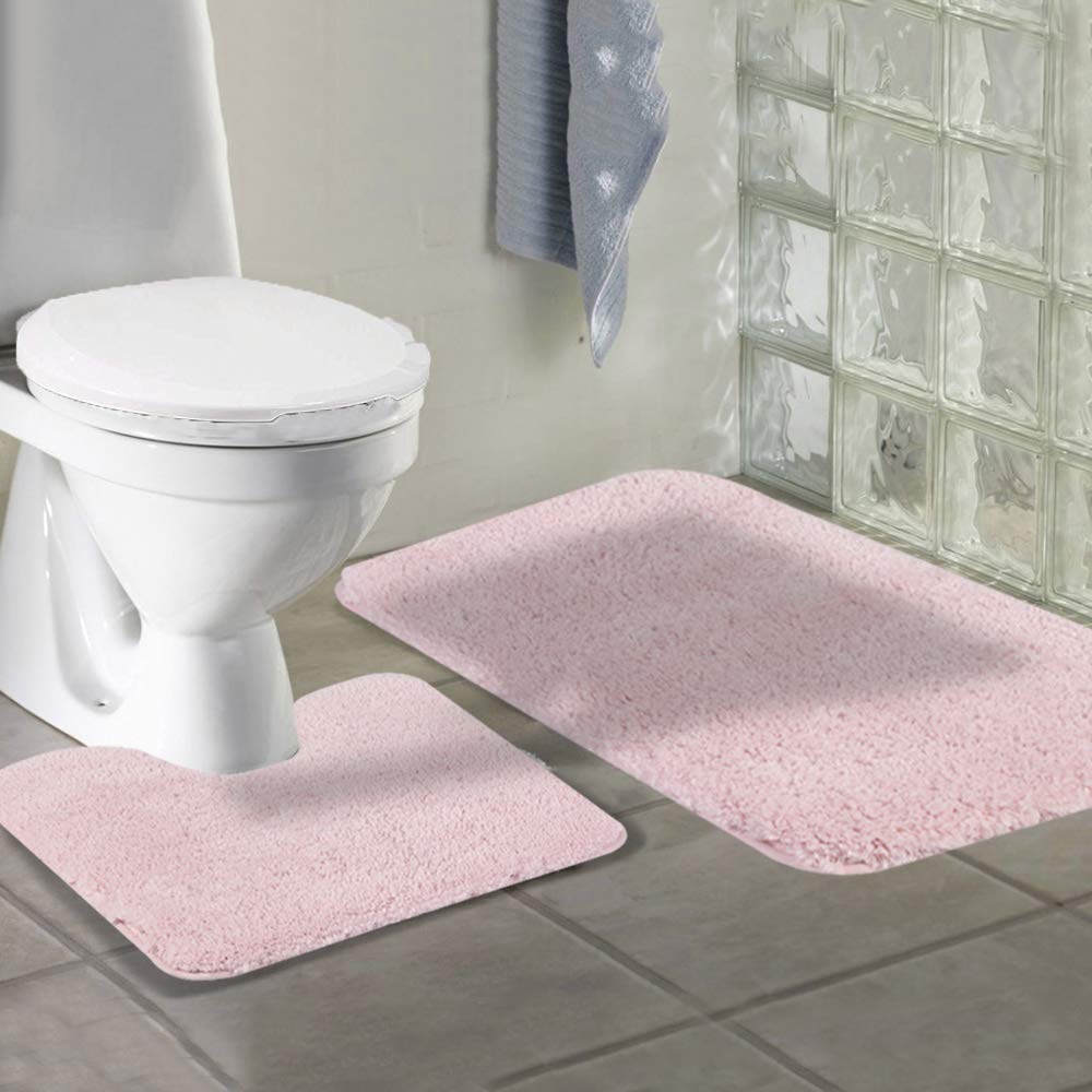 Shaggy 2 Piece Bath Rug Sets 20 x 24 Non Slip,Machine Wash/Dry Plush Absorbent Bath Mats for Bathroom