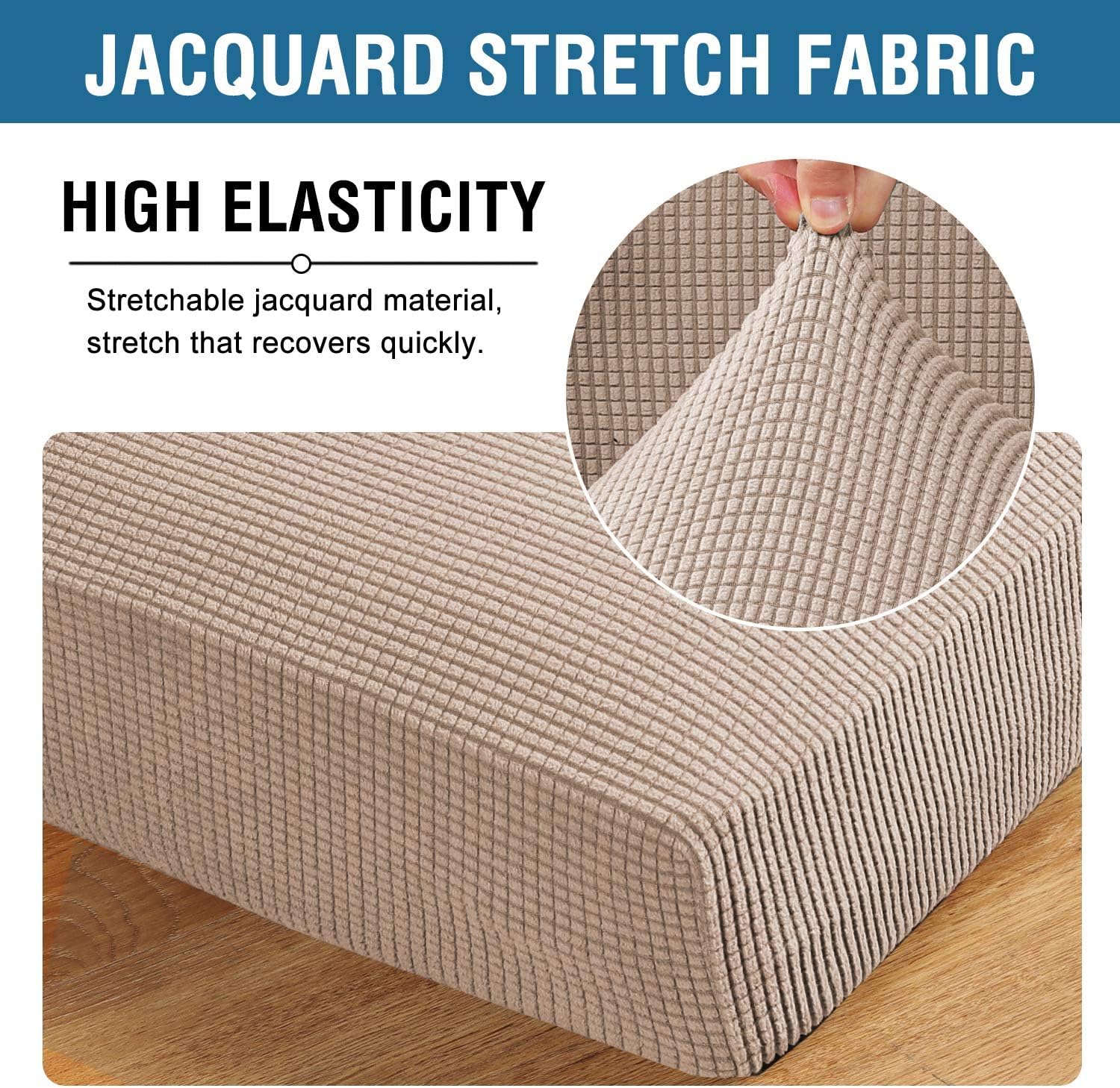 Super Stretch Individual Seat Cushion Covers Sofa Covers Couch Cushion Covers Slipcover Sets Thick Jacquard Textured Twill Fabric (1 Piece Sofa Cushion Cover)