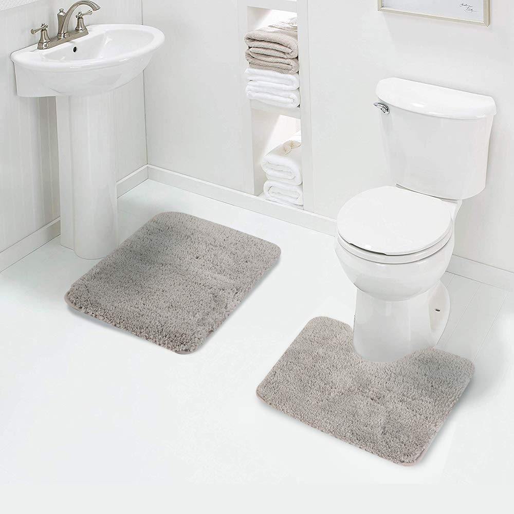 Shaggy 2 Piece Bath Rug Sets 20 x 24 Non Slip,Machine Wash/Dry Plush Absorbent Bath Mats for Bathroom