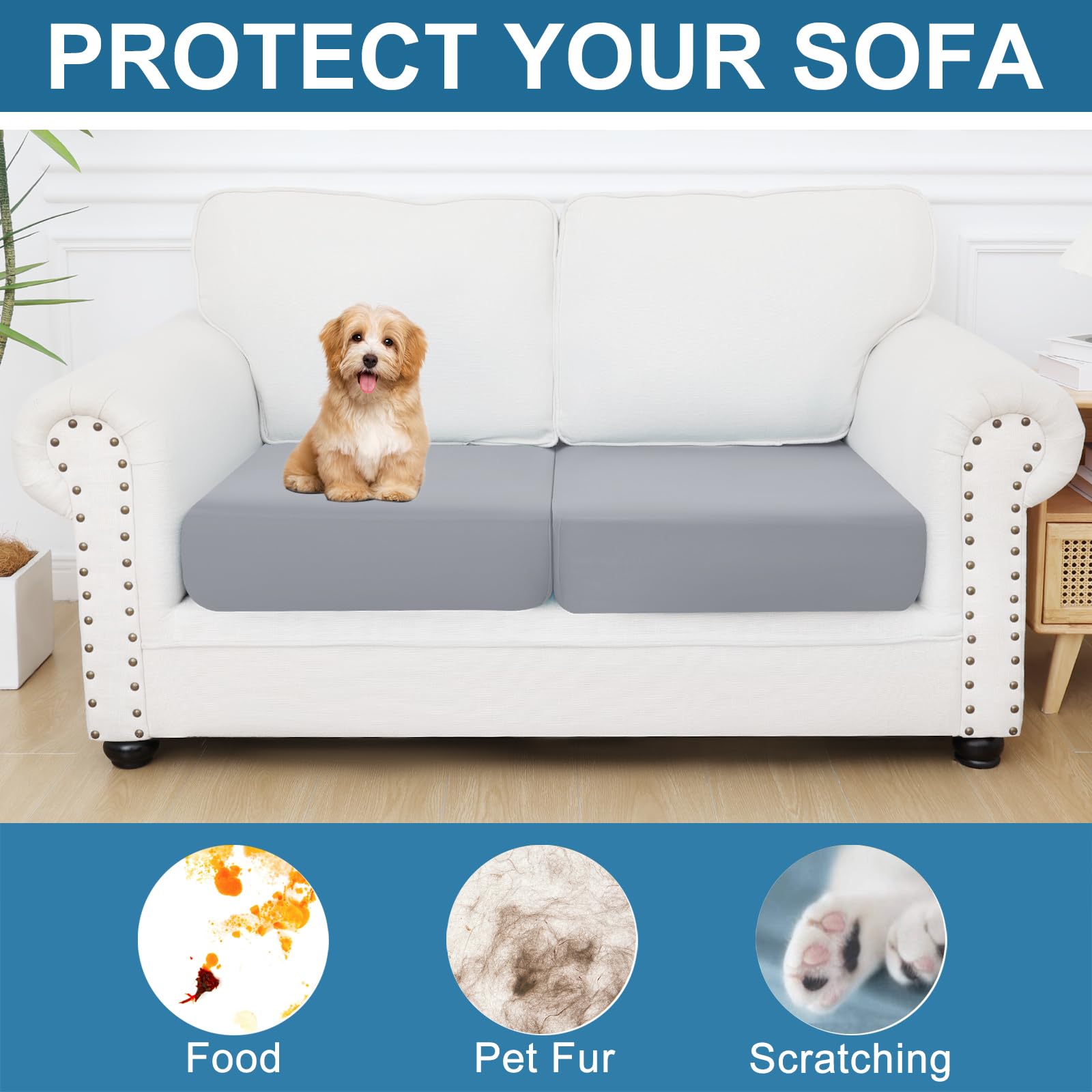 Printed Couch Cushion Covers, Stretch Sofa Cushion Covers Replacement, Non-Slip Sofa Seat Cushion Slipcovers, Soft Couch Covers for Indoor and Outdoor