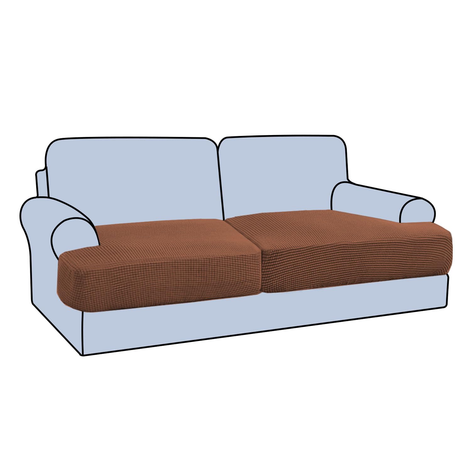 Stretch 3 Piece T Cushion Sofa Slipcovers Individually Sofa Cushion Covers for 3 Cushion Couch Sofa Seat Cushion Covers with Elastic Bands Featuring Thicker Jacquard Fabric, Sand