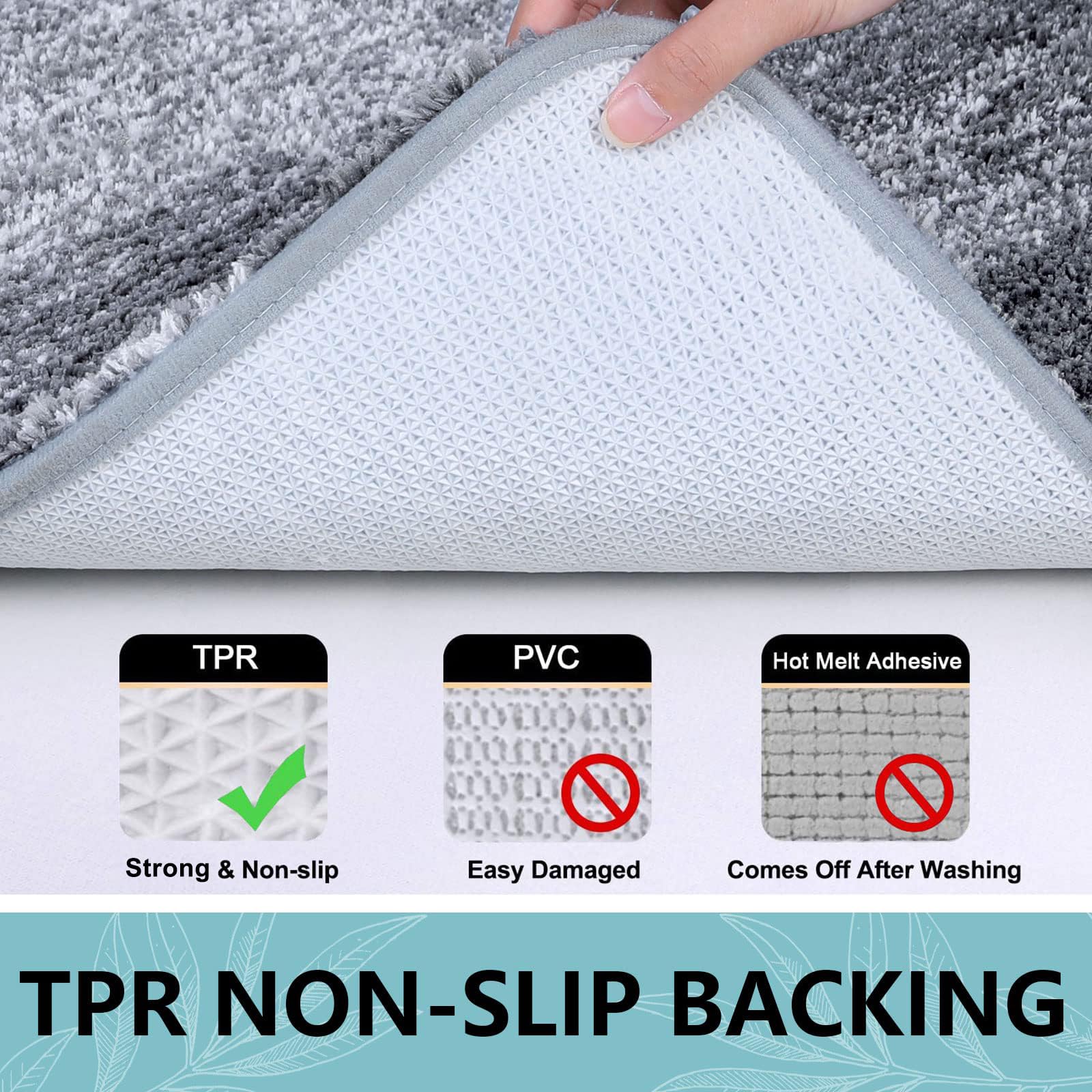 Bathroom Rugs Sets 2 Piece, Shaggy Soft and Absorbent Microfiber Bath Rugs and U-Shaped Contour Toilet Rug, Non-Slip, Machine Washable Dry Bath Mats for Bathroom