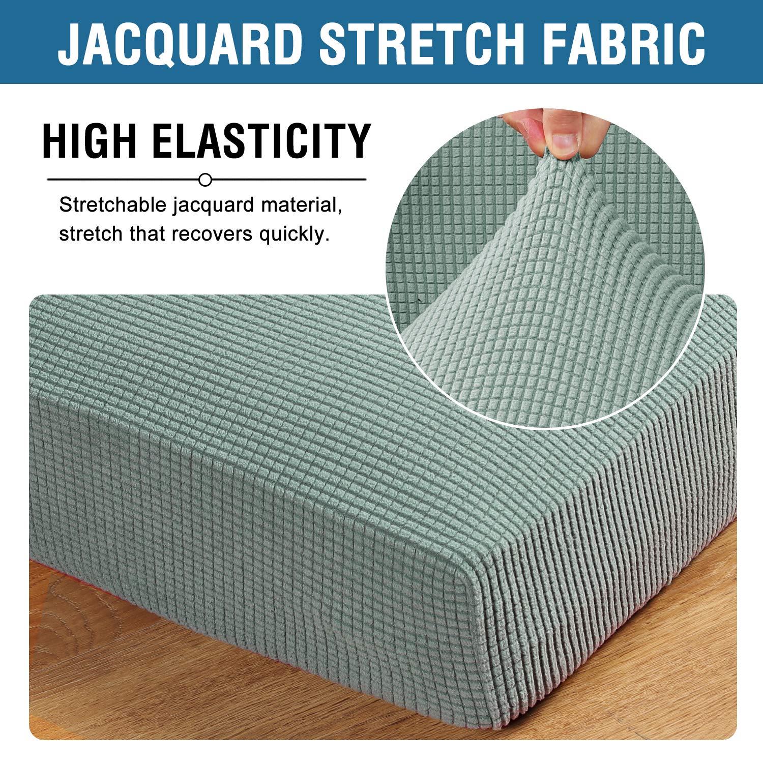 Super Stretch Individual Seat Cushion Covers Sofa Covers Couch Cushion Covers Slipcover Sets Thick Jacquard Textured Twill Fabric (1 Piece Sofa Cushion Cover)