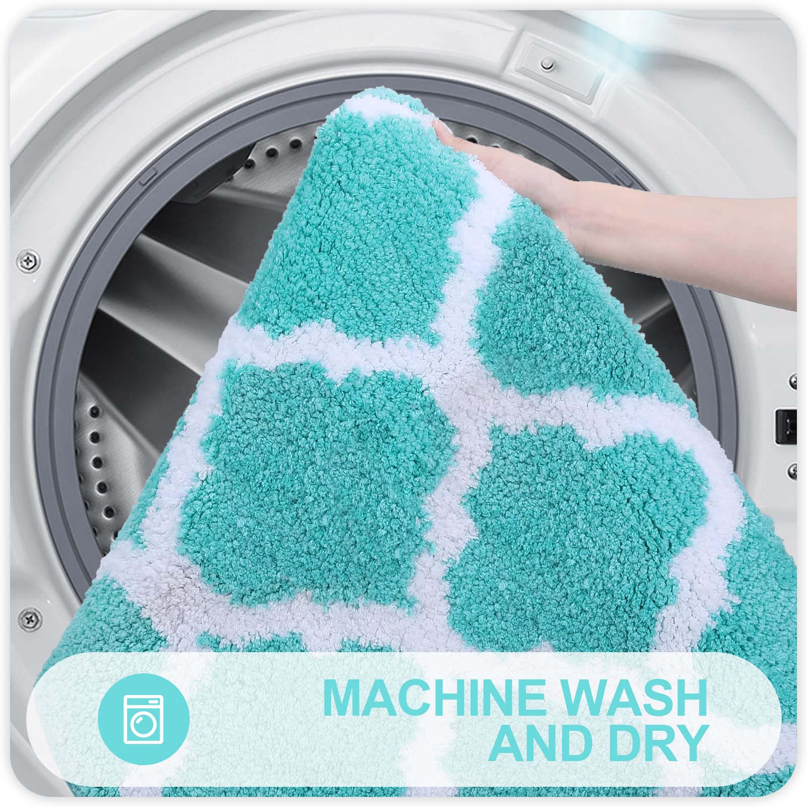 Bathroom Rugs Set 2 Piece Microfiber Bath Shower Mat and U-Shaped Toilet Rug, Machine Wash Dry, Non-Slip Absorbent Shaggy Bath Rug for Tub, Shower and Bath Room