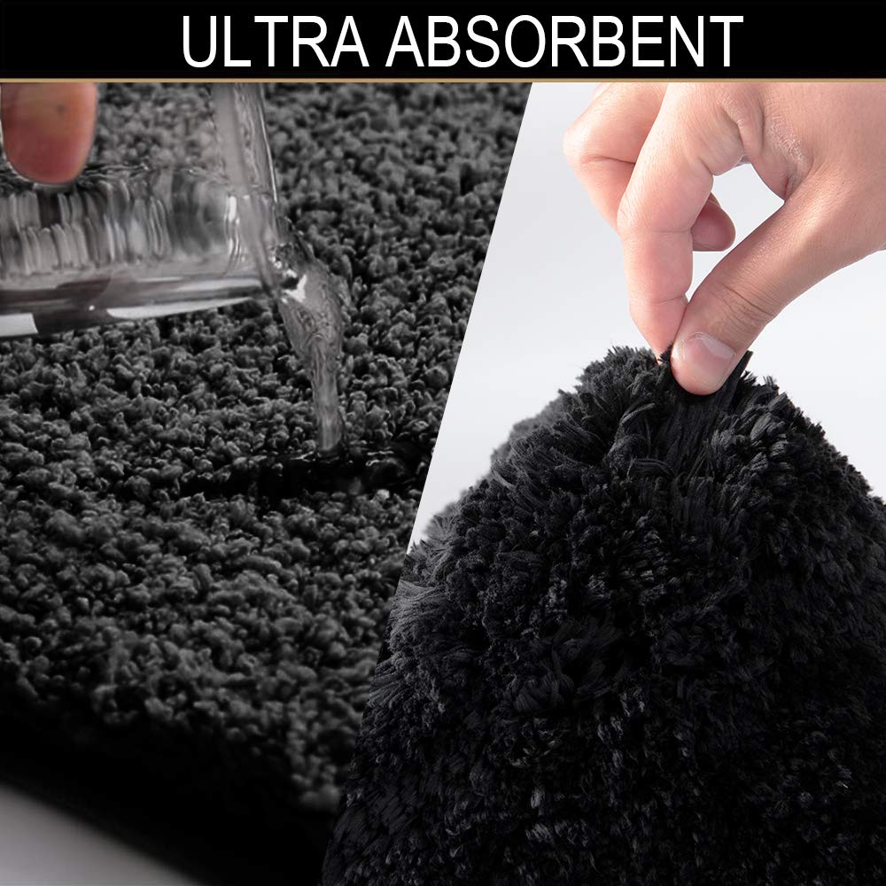 Shaggy 2 Piece Bath Rug Sets 20 x 24 Non Slip,Machine Wash/Dry Plush Absorbent Bath Mats for Bathroom
