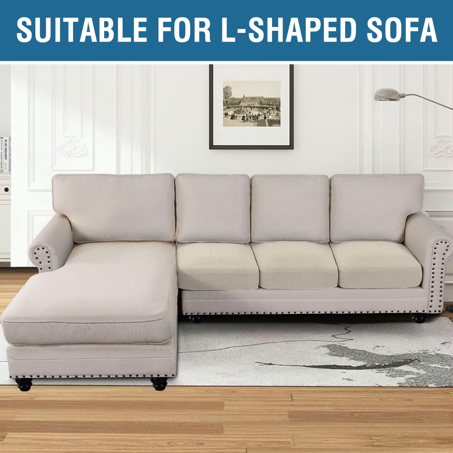 Super Stretch Individual Seat Cushion Covers Sofa Covers Couch Cushion Covers Slipcover Sets Thick Jacquard Textured Twill Fabric (1 Piece Sofa Cushion Cover)