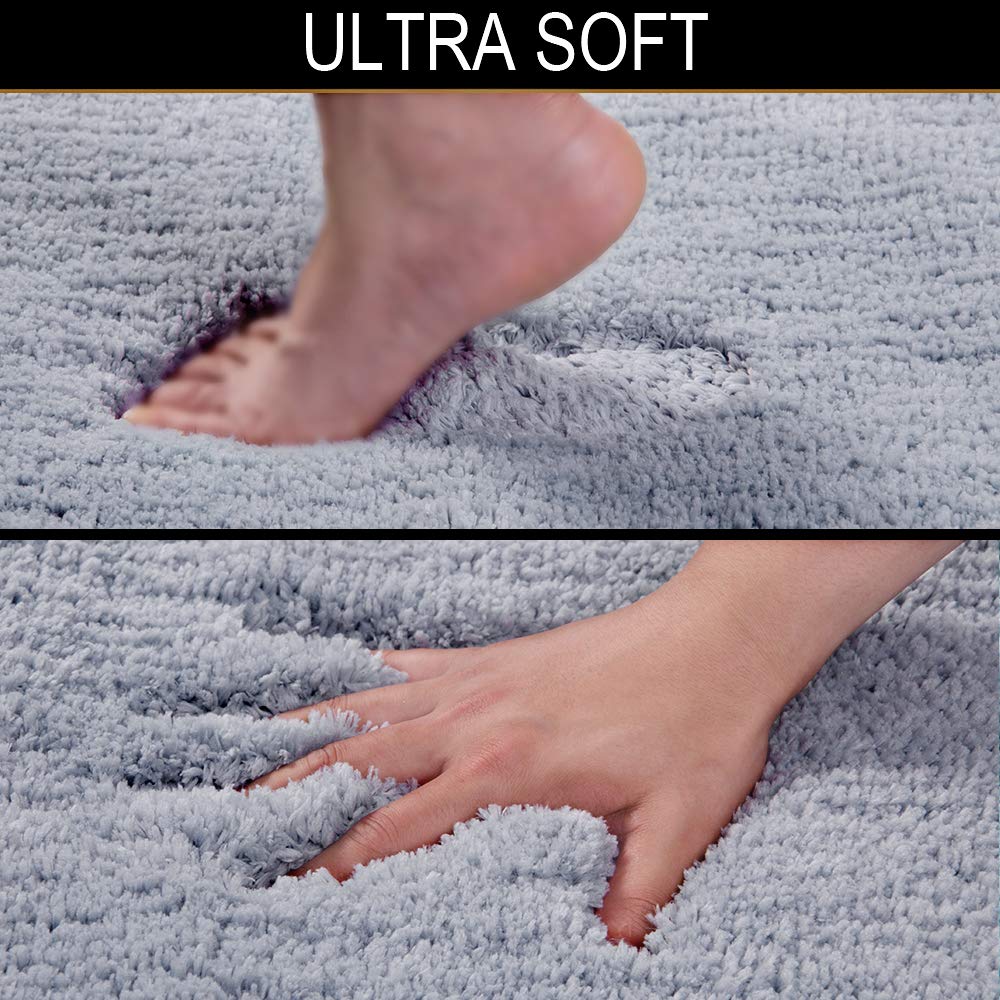 Shaggy 2 Piece Bath Rug Sets 20 x 24 Non Slip,Machine Wash/Dry Plush Absorbent Bath Mats for Bathroom