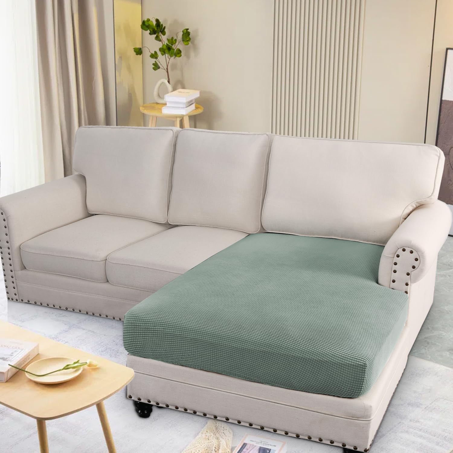 Super Stretch Individual Seat Cushion Covers Sofa Covers Couch Cushion Covers Slipcover Sets Thick Jacquard Textured Twill Fabric (1 Piece Sofa Cushion Cover)