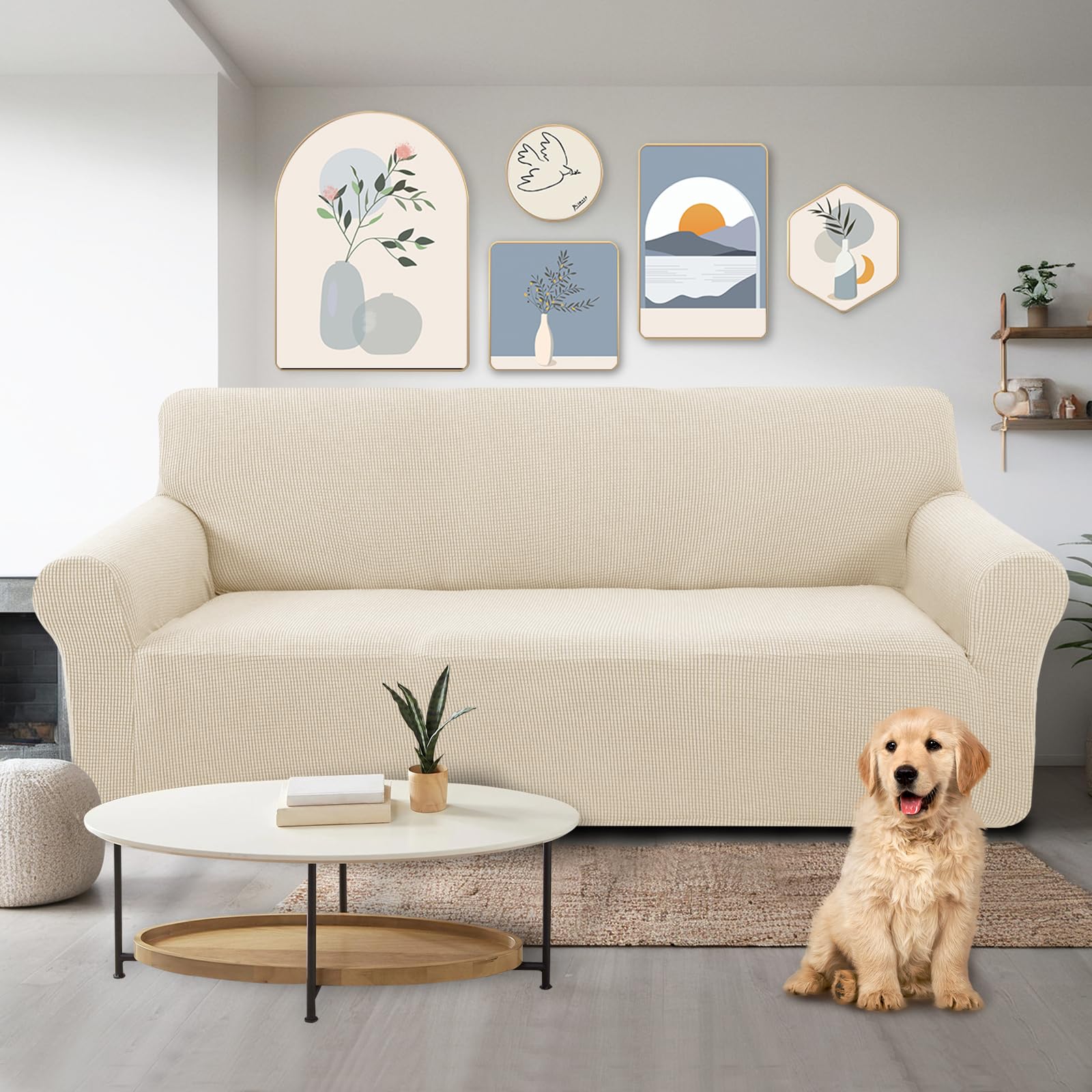 Stretch Couch Cover Sofa Cover Washable Sofa Slipcover Furniture Protector for 3 Cushion Couch Sofa Pet Friendly