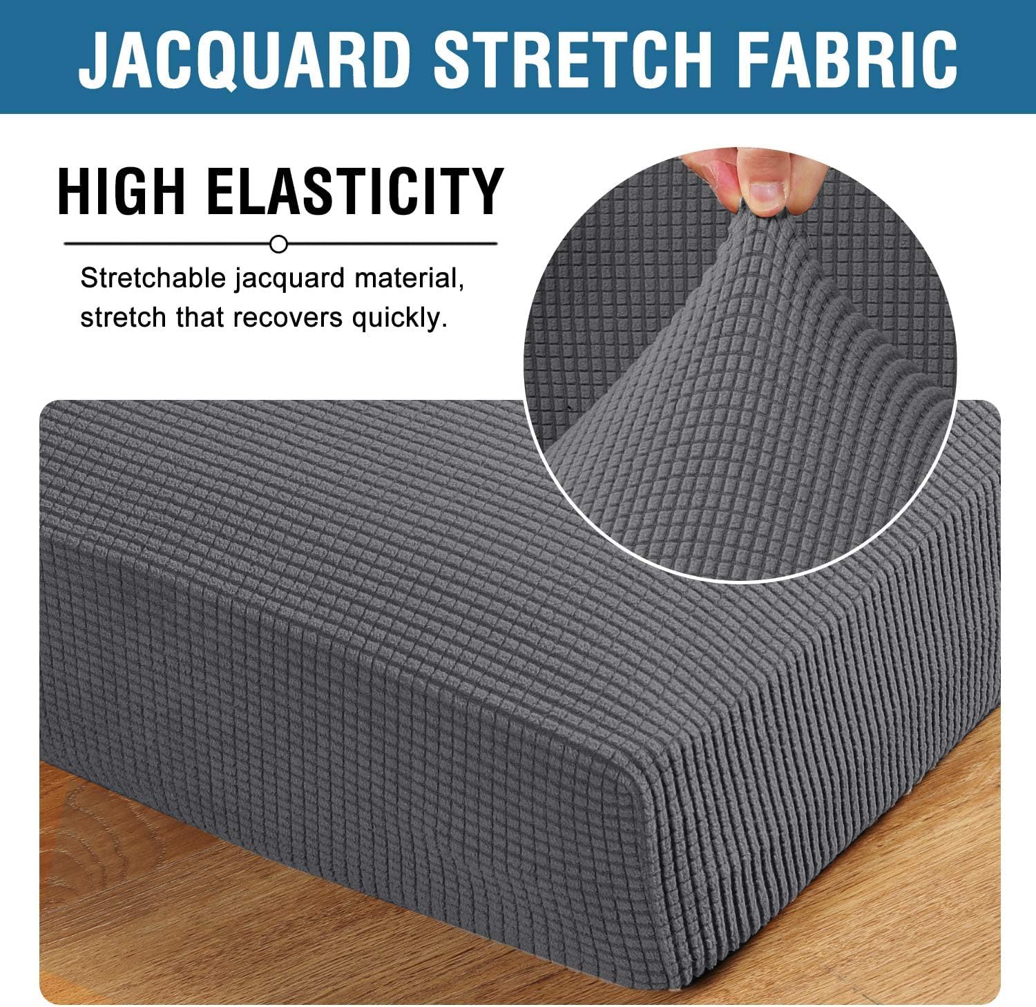 Super Stretch Individual Seat Cushion Covers Sofa Covers Couch Cushion Covers Slipcover Sets Thick Jacquard Textured Twill Fabric (1 Piece Sofa Cushion Cover)